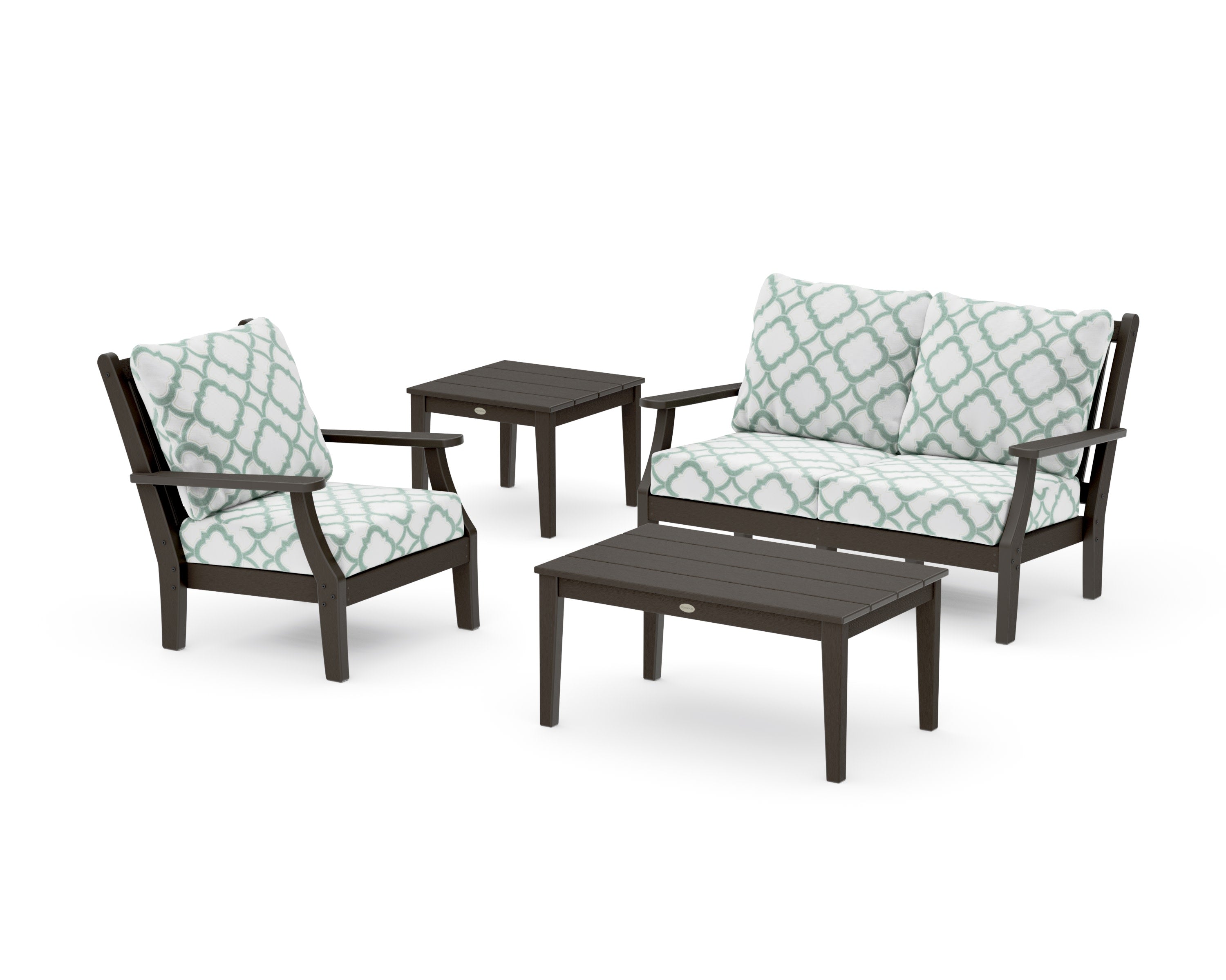 Wovendale 4-Piece Deep Seating Set in Vintage Coffee / Trellis Glacier Spa
