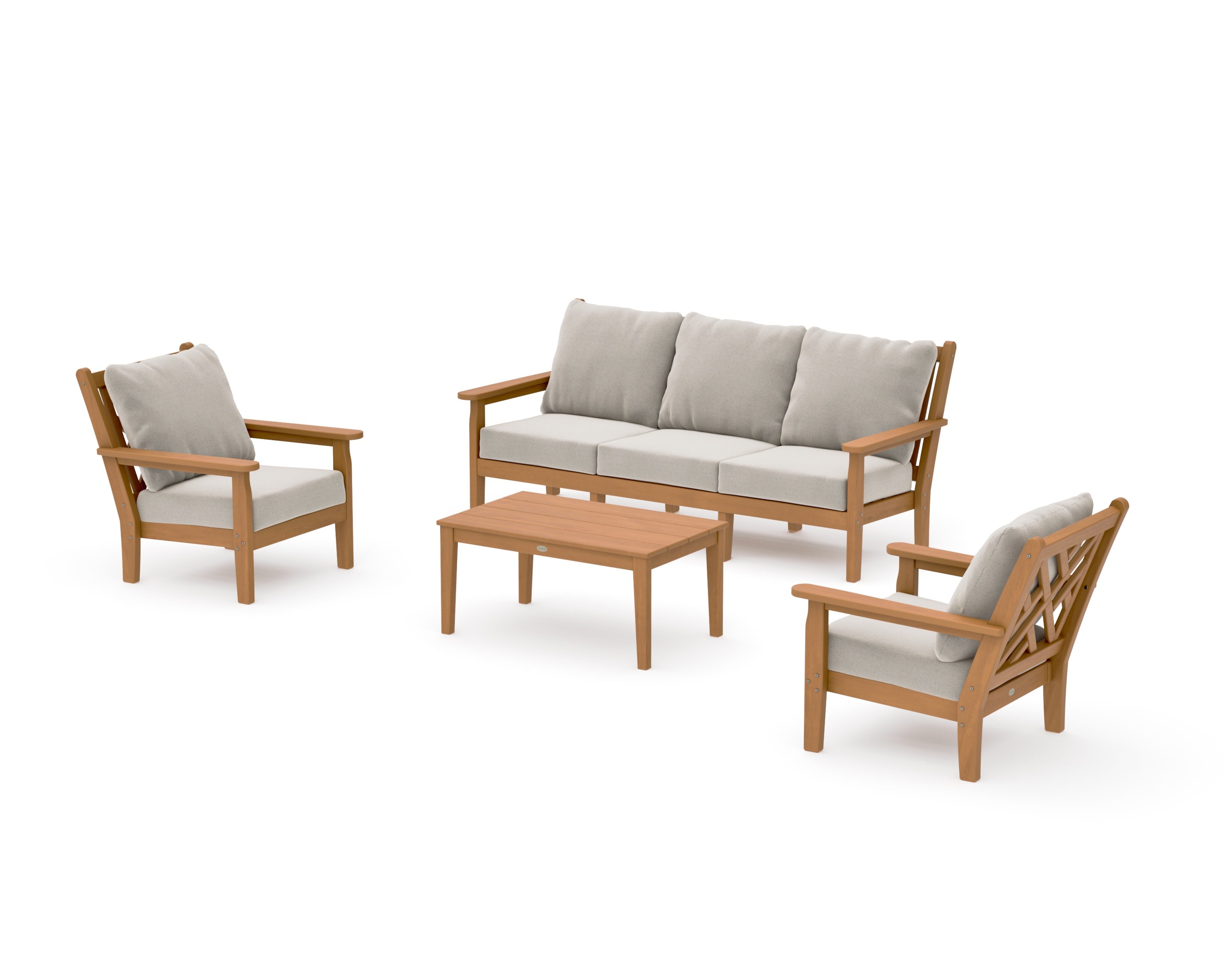 Chippendale 4-Piece Deep Seating Set with Sofa in Natural / Dune Burlap