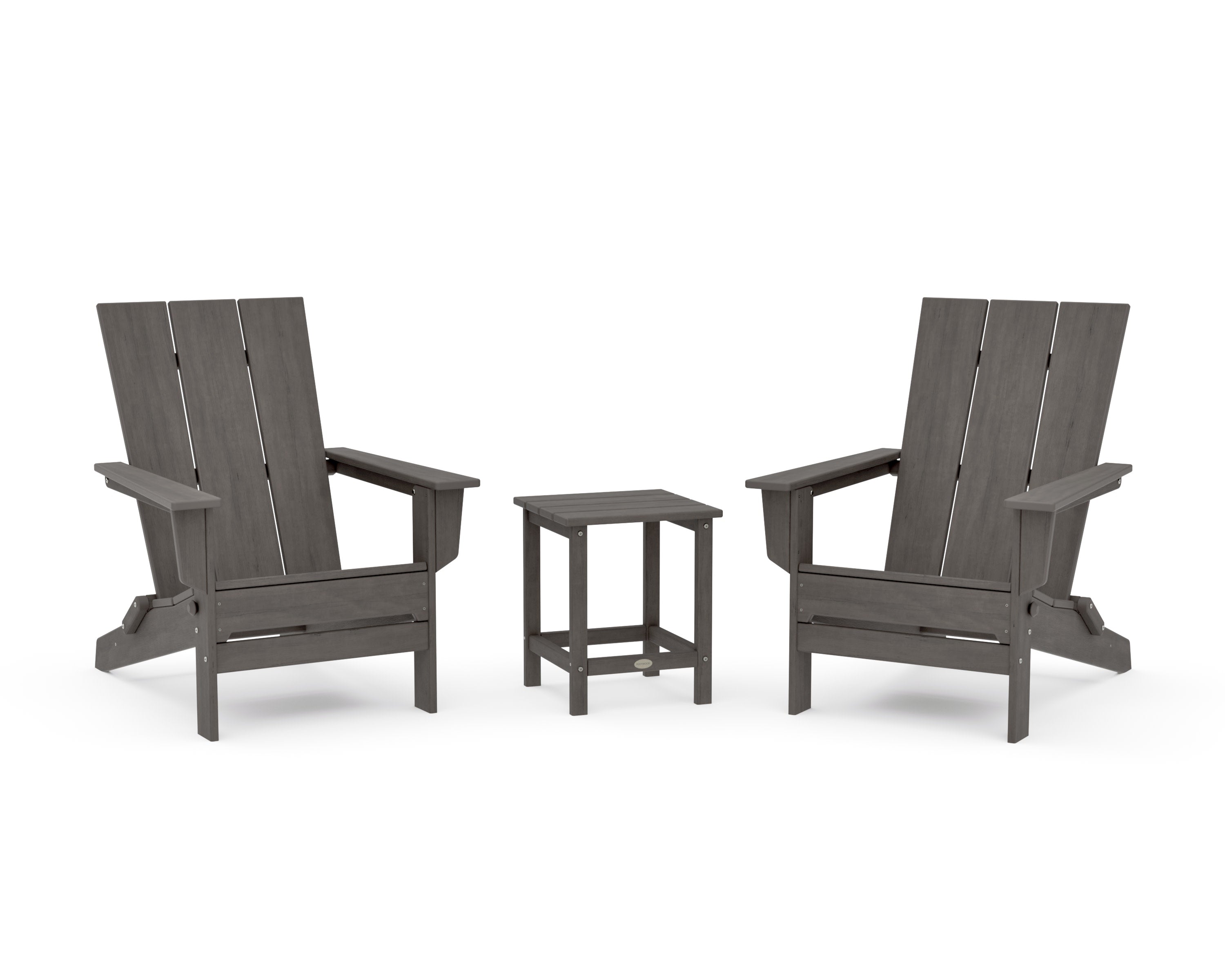 3-Piece Modern Studio Folding Adirondack Set in Driftwood