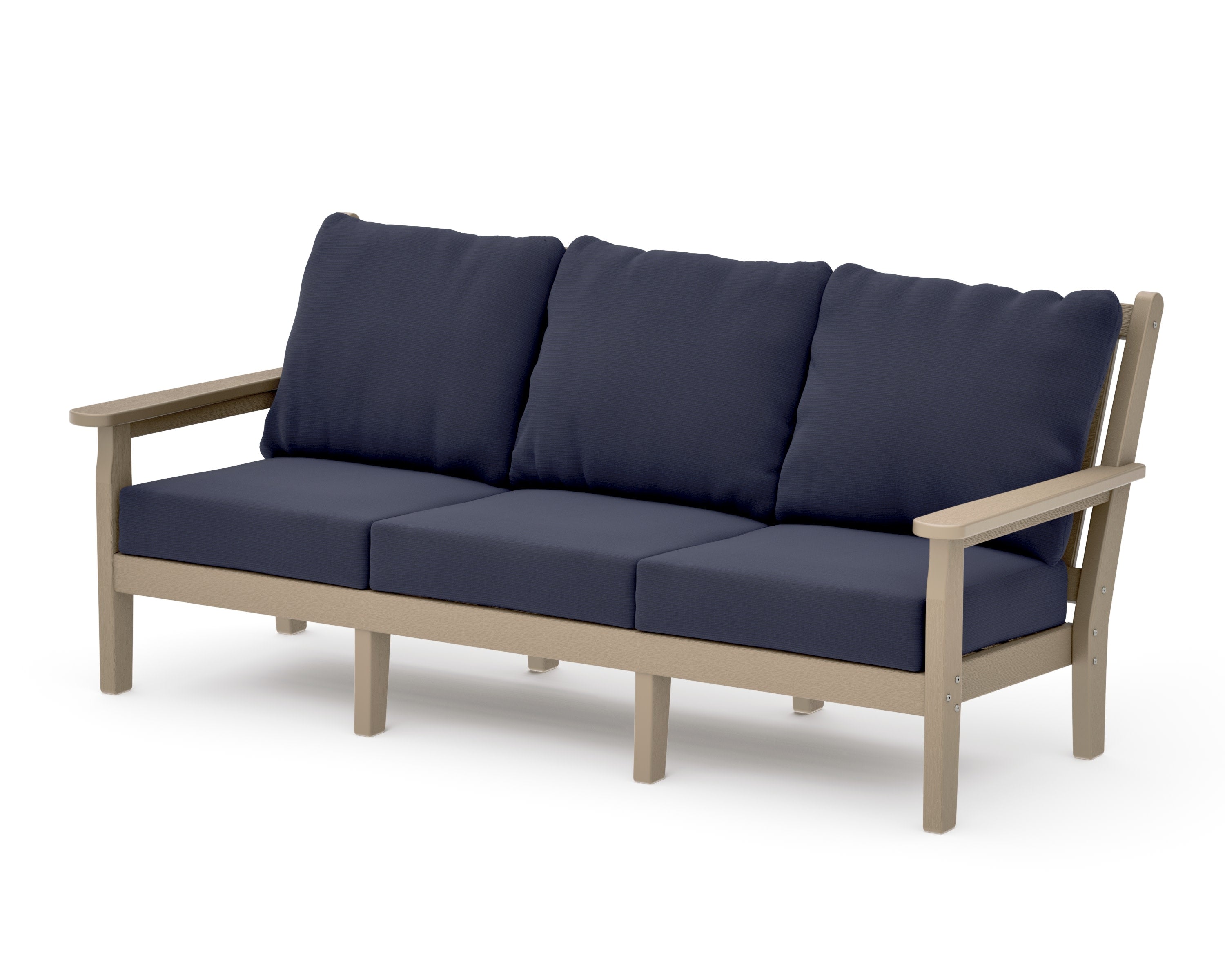 Chippendale Deep Seating Sofa in Vintage Sahara / Navy Linen
