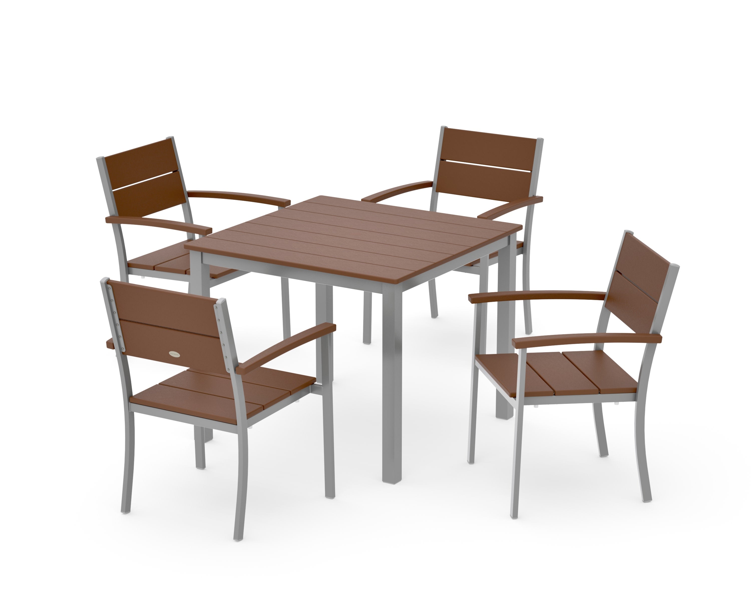 Main Street 5-Piece Dining Set in Silver / Teak