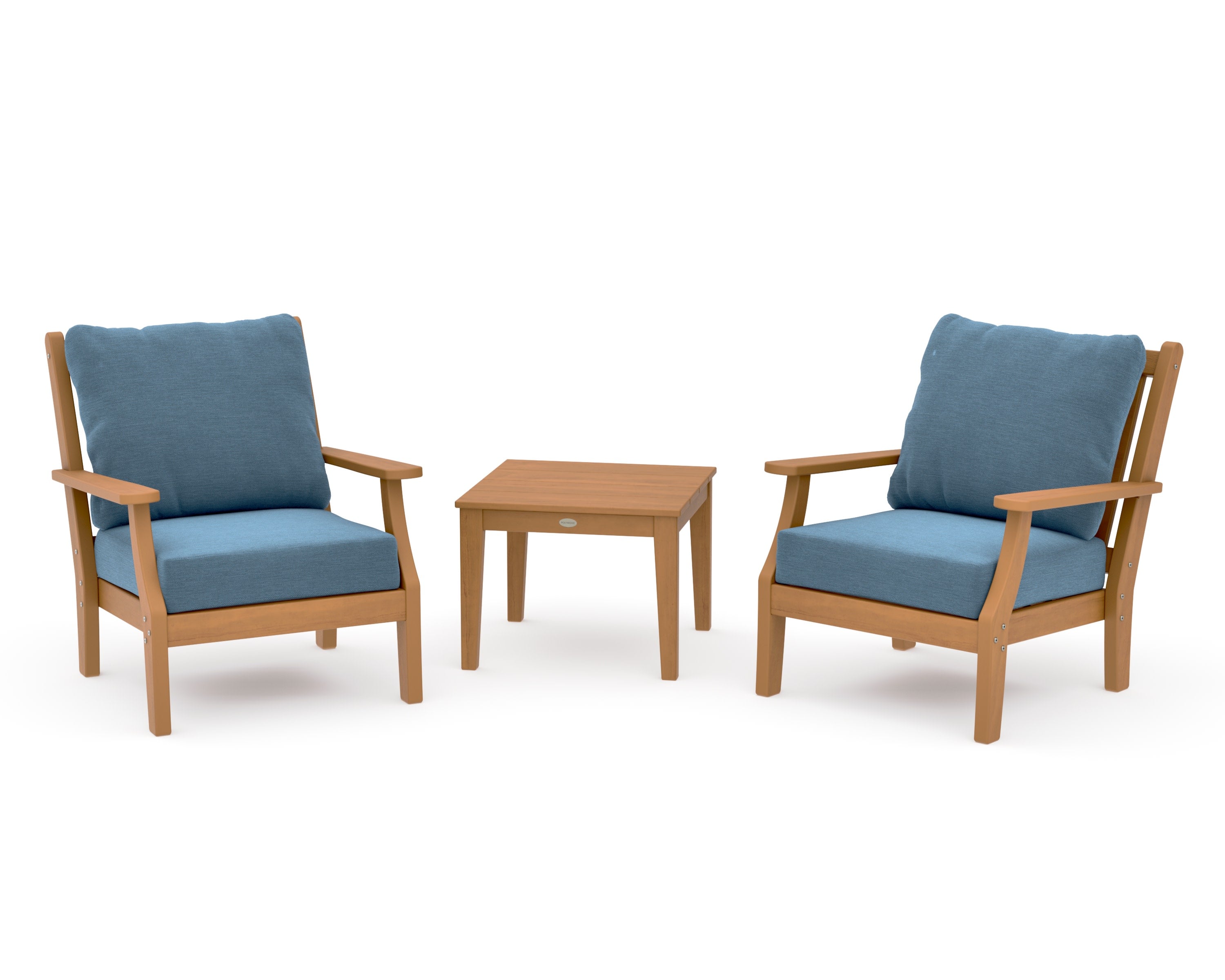 Wovendale 3-Piece Deep Seating Set in Natural / Sky Blue