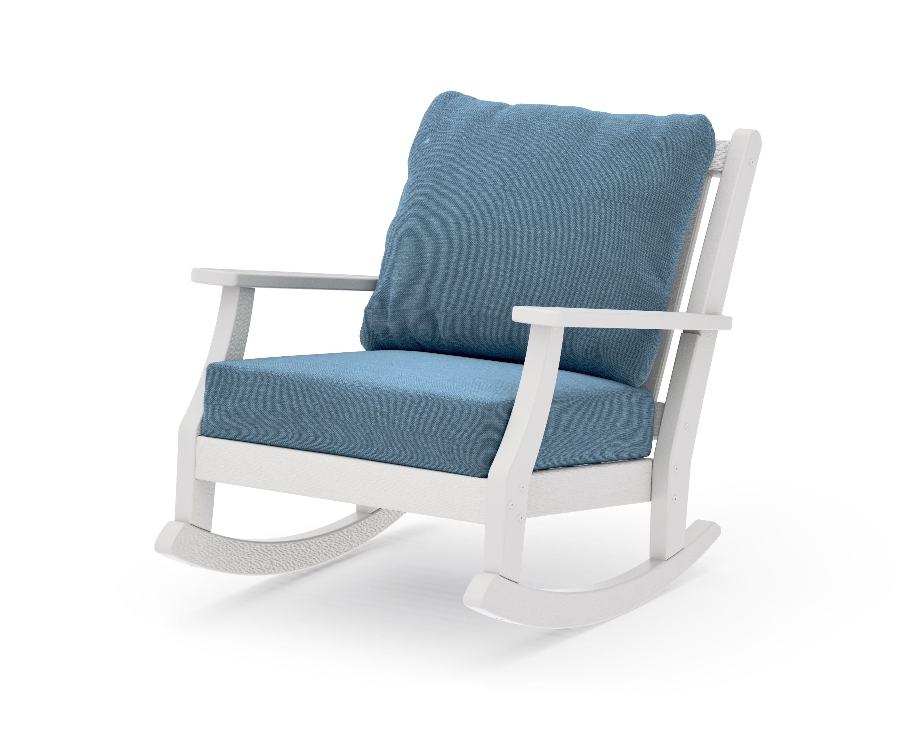 Wovendale Deep Seating Rocking Chair in Vintage White / Sky Blue