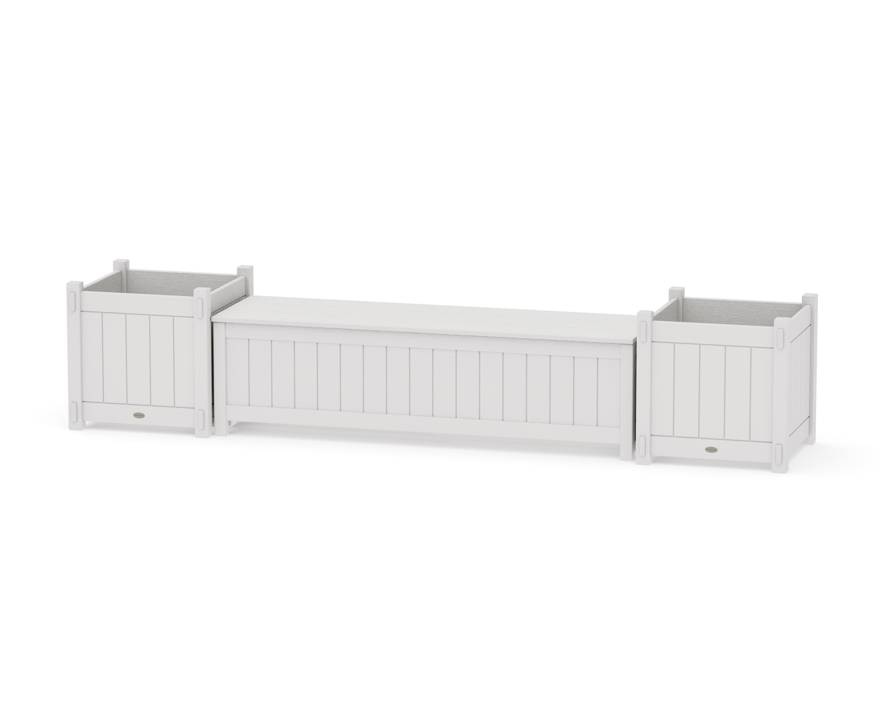 60" Vineyard Straight Planter Storage Bench Set- Large in Vintage White