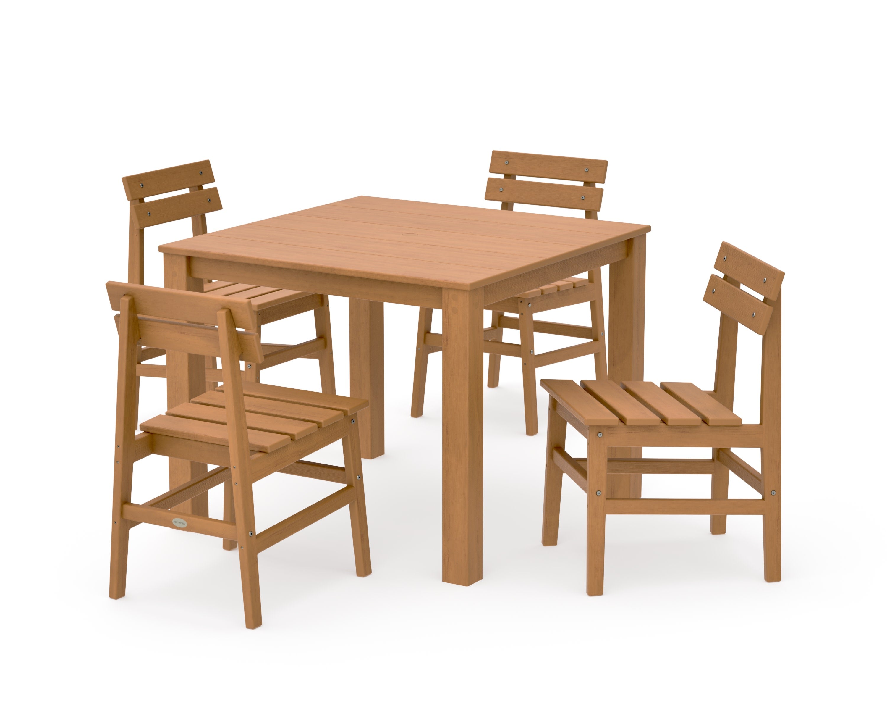 Modern Studio Plaza Chair 5-Piece Parsons Dining Set in Natural