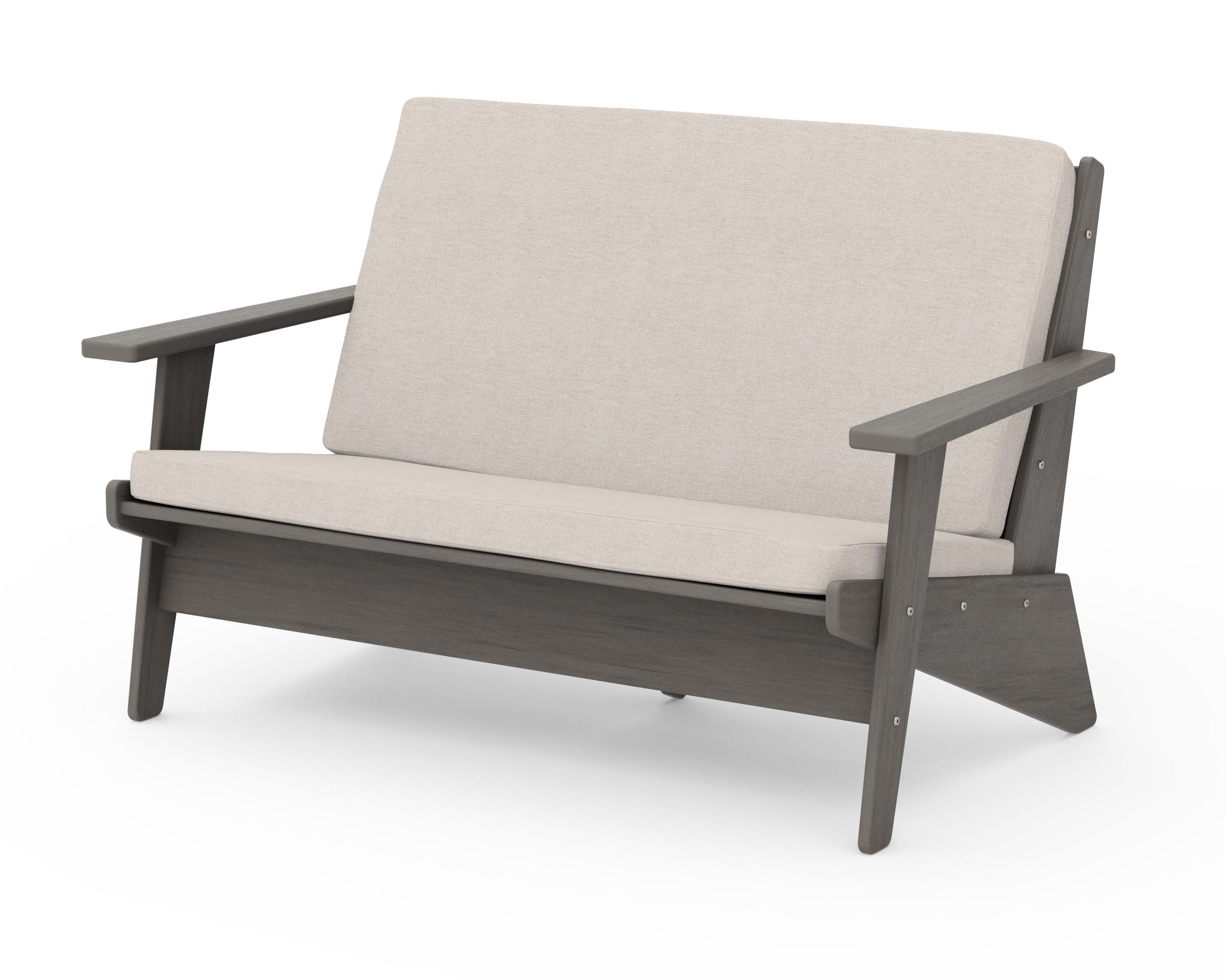 Riviera Modern Lounge Loveseat in Driftwood / Nuance Cloud