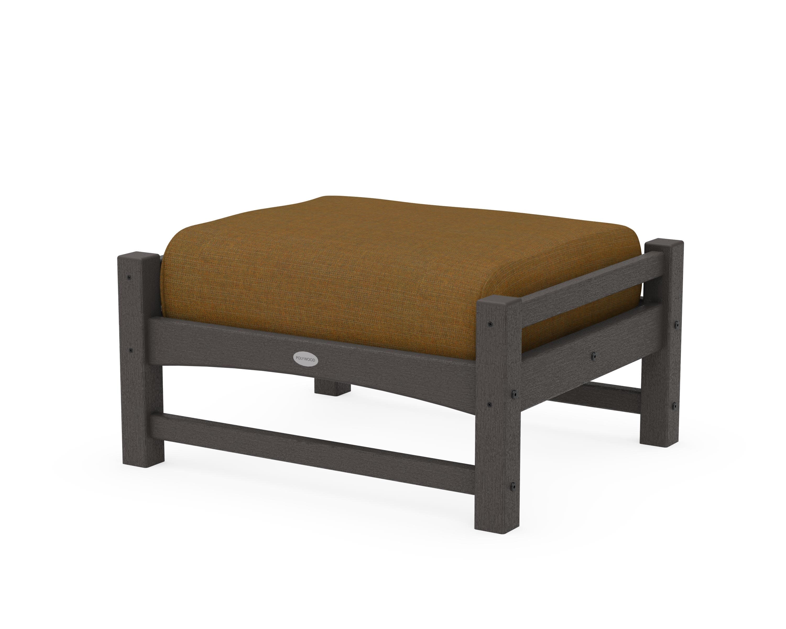 Club Ottoman in Vintage Coffee / Exhale Teak