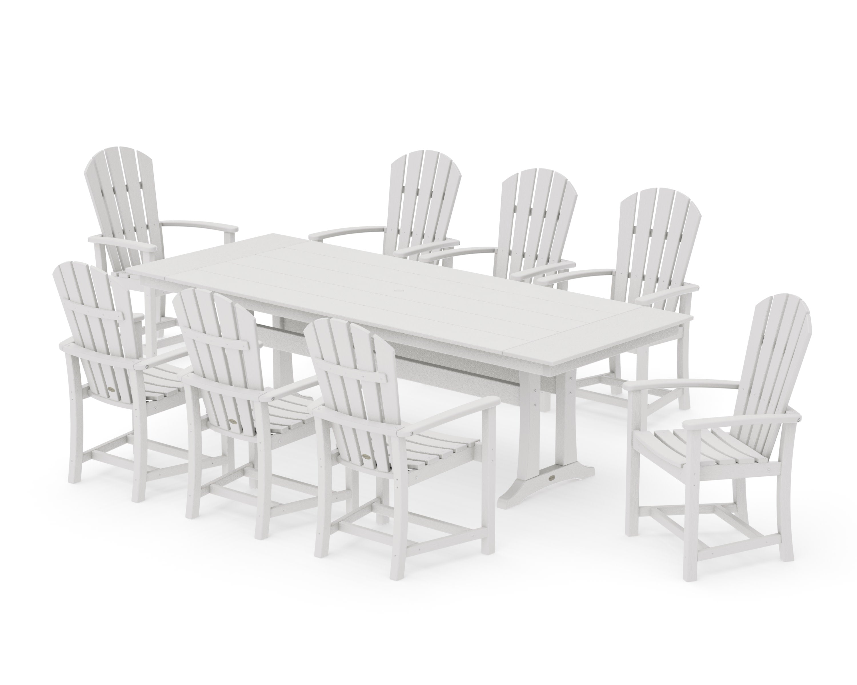 Palm Coast 9-Piece Farmhouse Dining Set with Trestle Legs in Vintage White