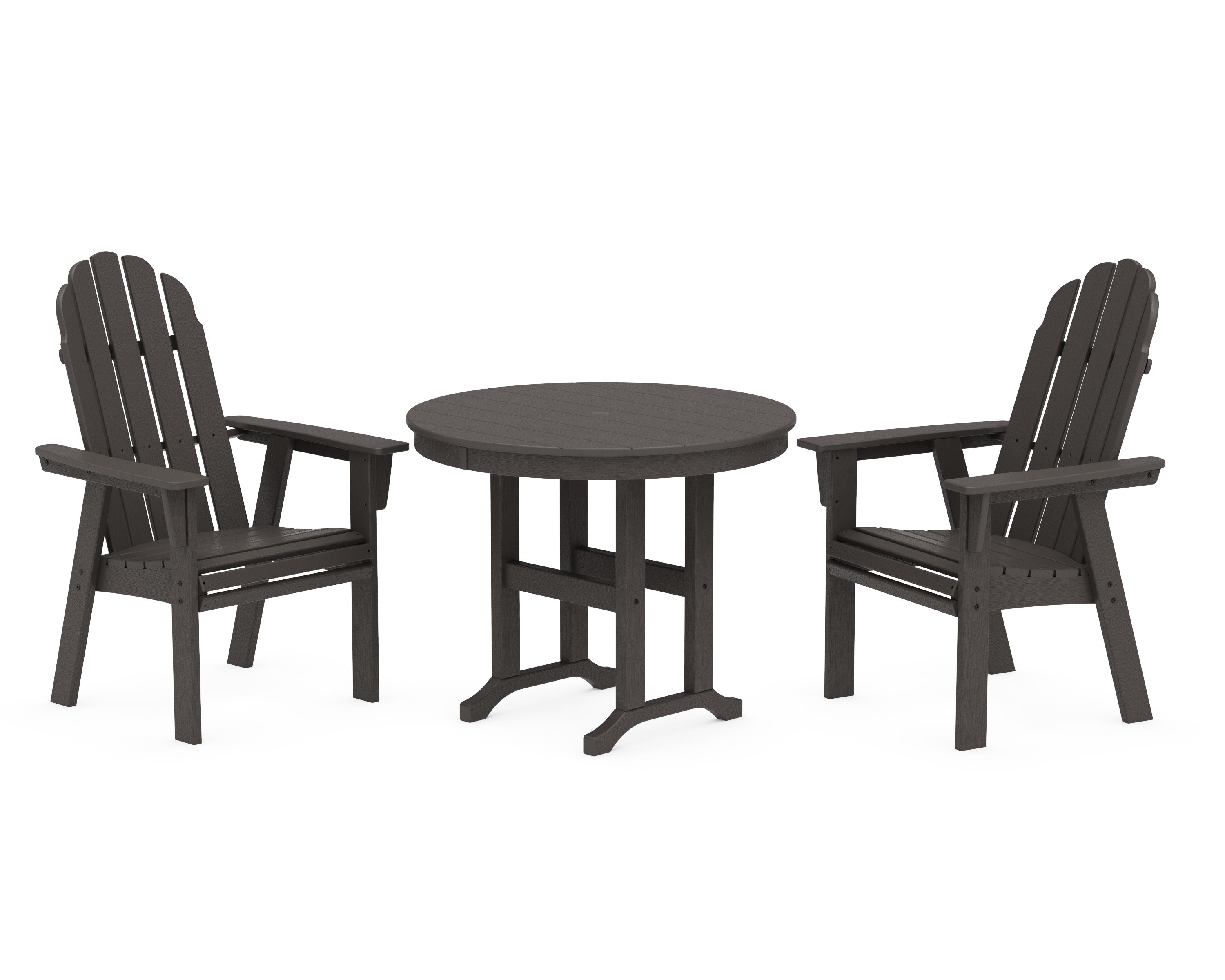 Vineyard Adirondack 3-Piece Round Dining Set in Vintage Coffee