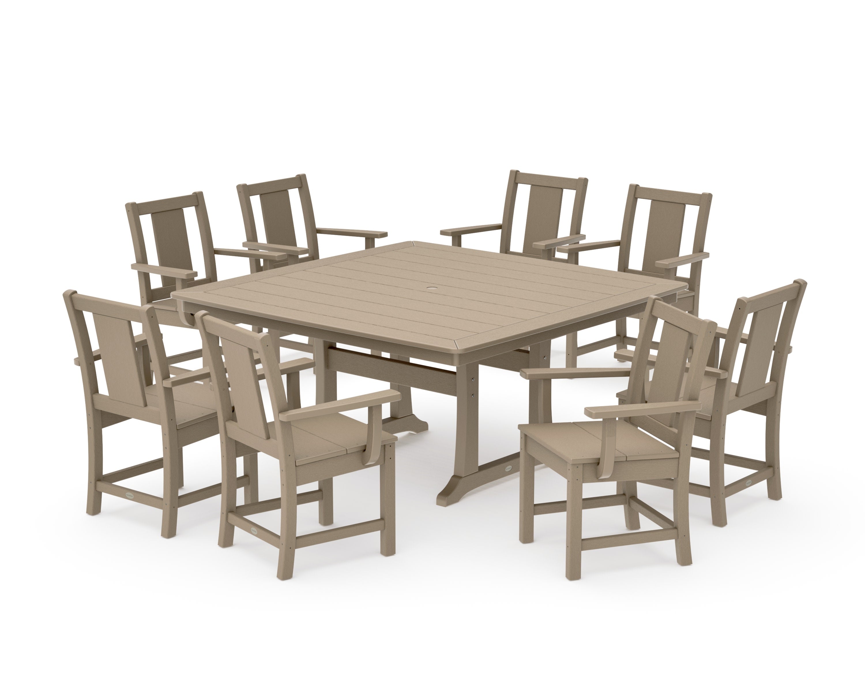 Prairie 9-Piece Square Dining Set with Trestle Legs in Vintage Sahara