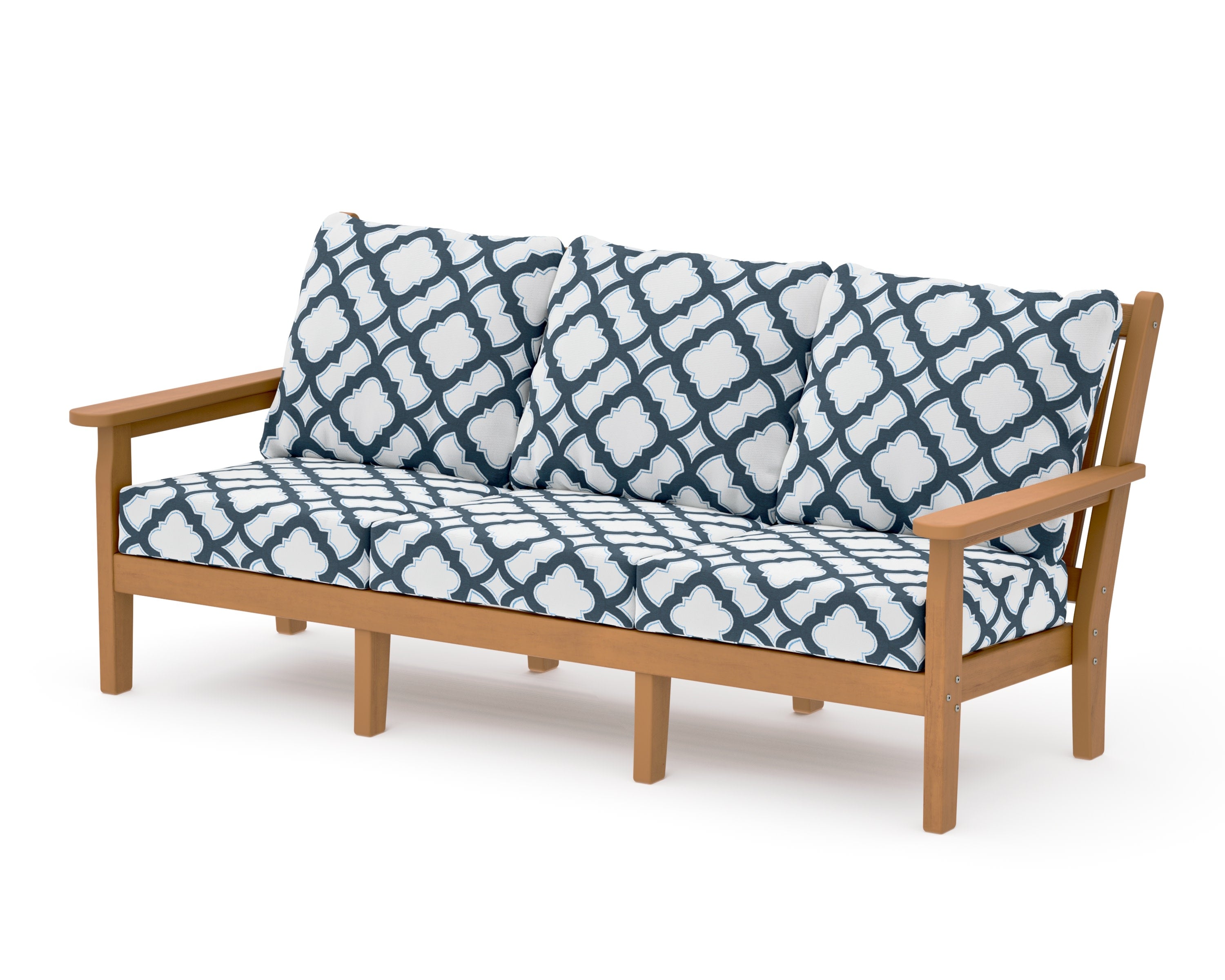 Chippendale Deep Seating Sofa in Natural / Trellis Marine Indigo