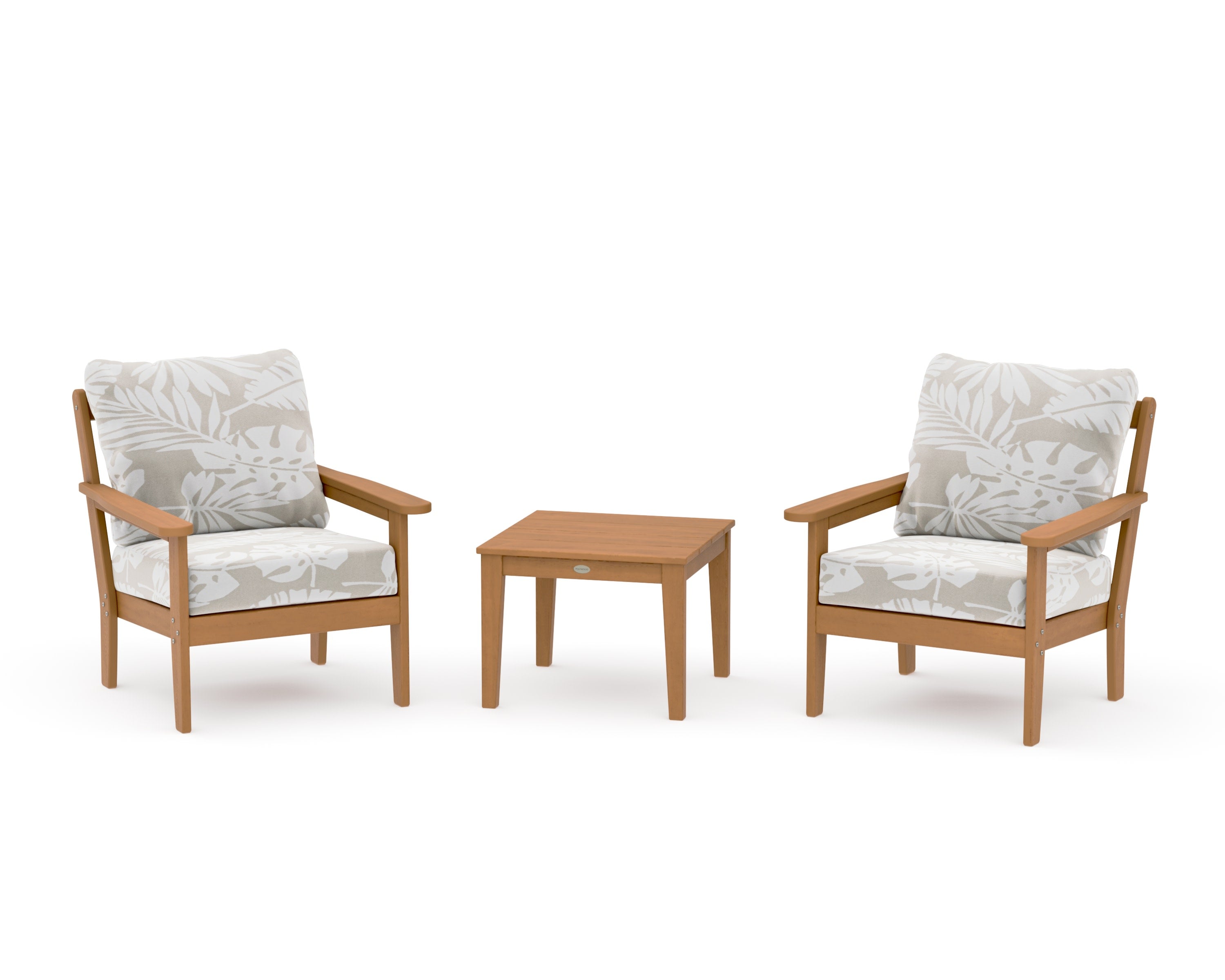 Cottage 3-Piece Deep Seating Set in Natural / Leaf Dune Burlap