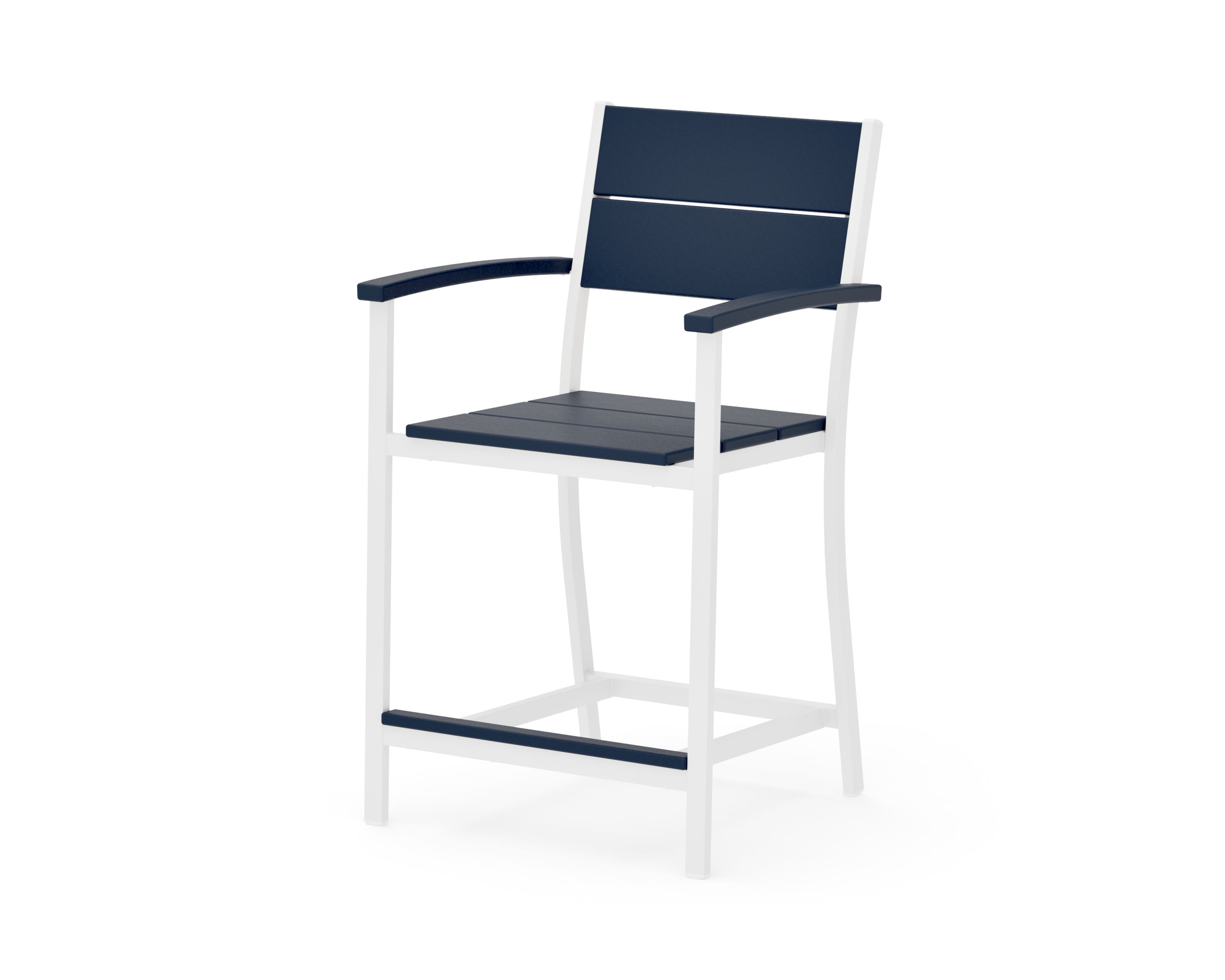 Main Street Counter Arm Chair in White / Navy