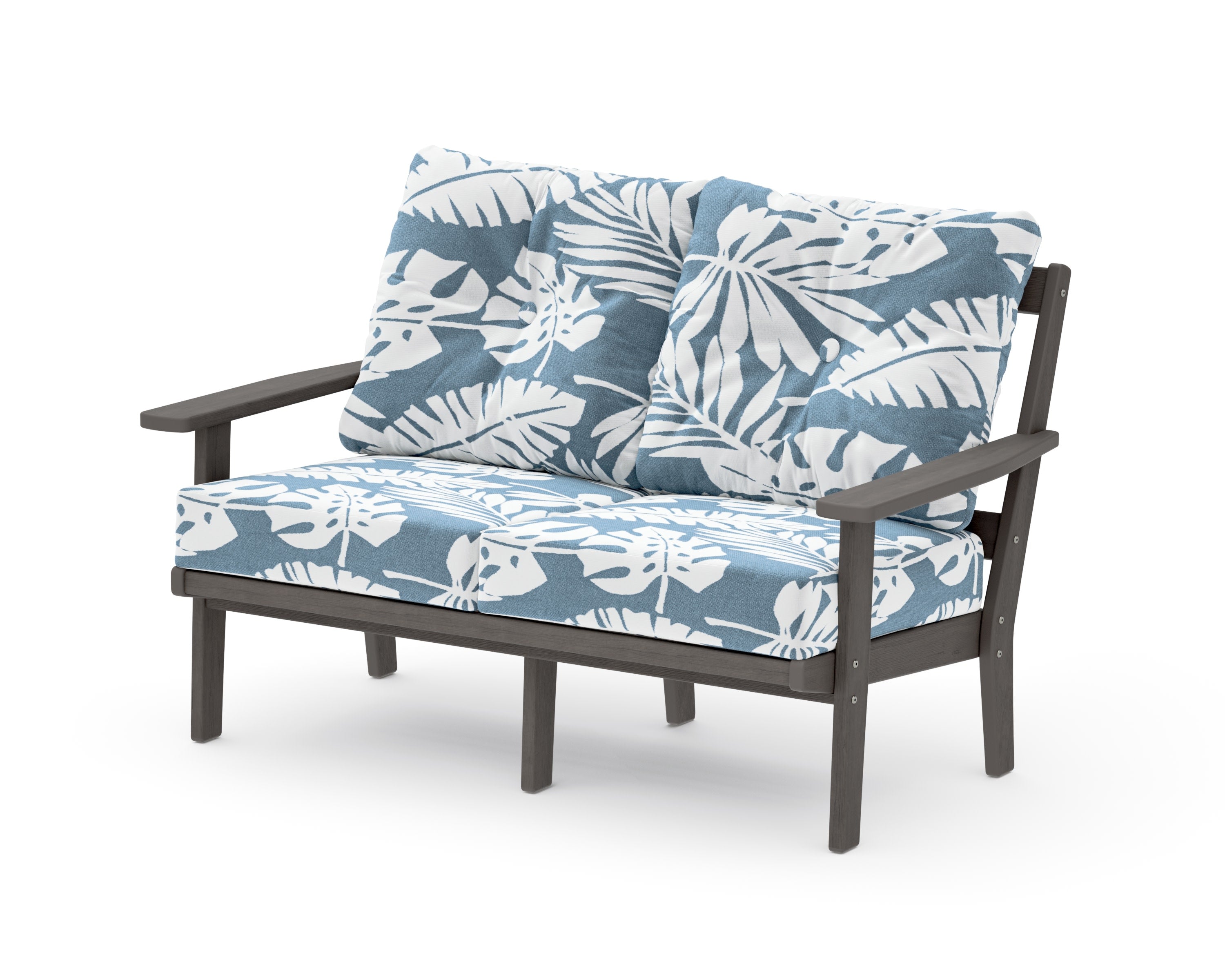 Prairie Deep SeatingLoveseat in Driftwood / Leaf Sky Blue