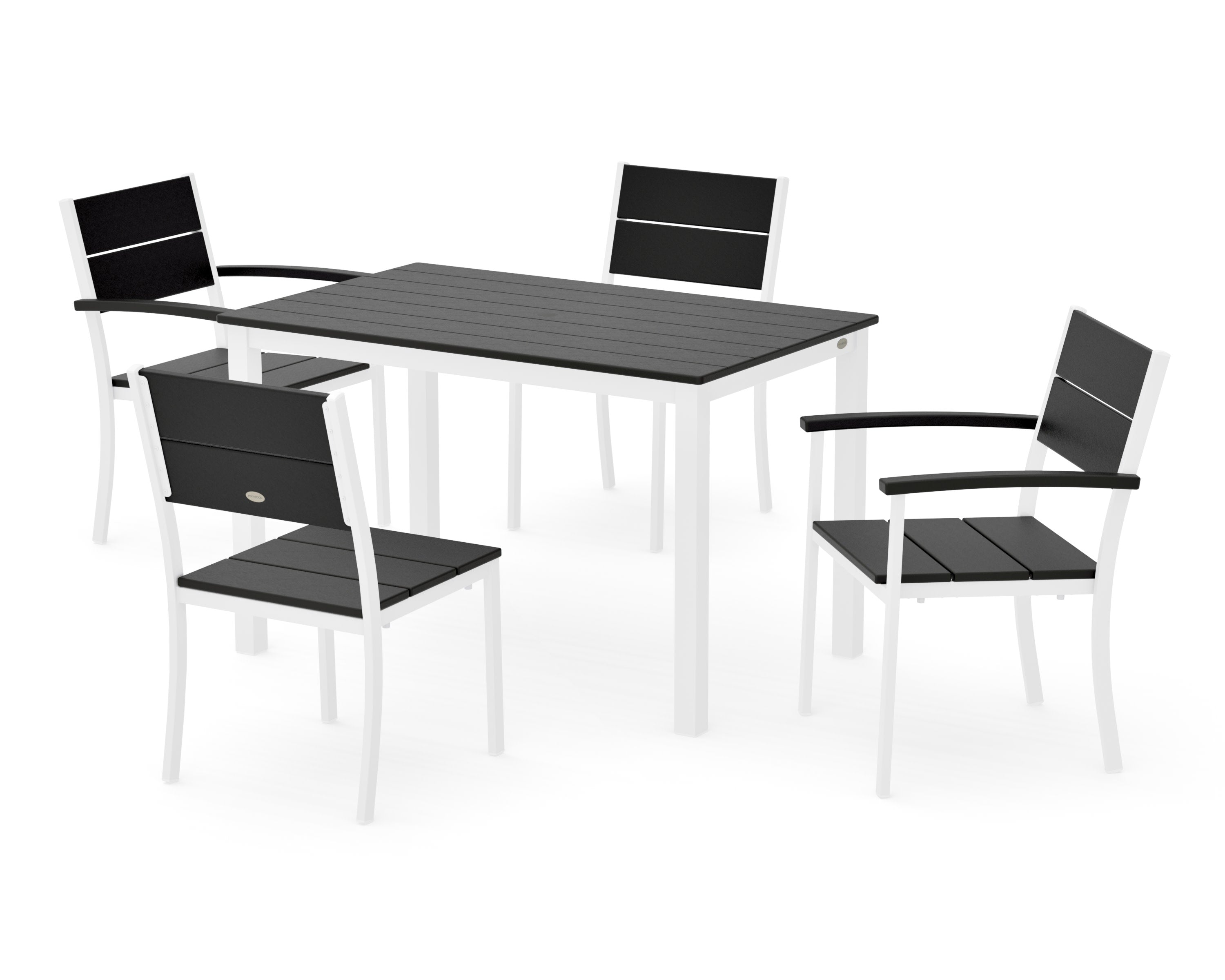 Main Street 5-Piece Dining Set in White / Black