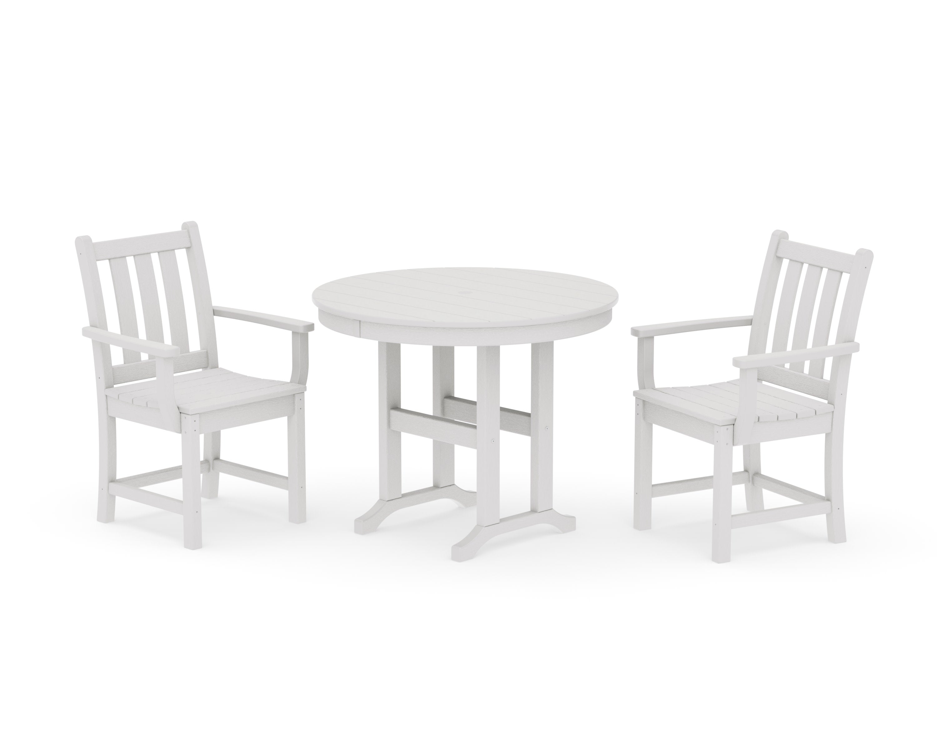 Traditional Garden 3-Piece Round Dining Set in Vintage White