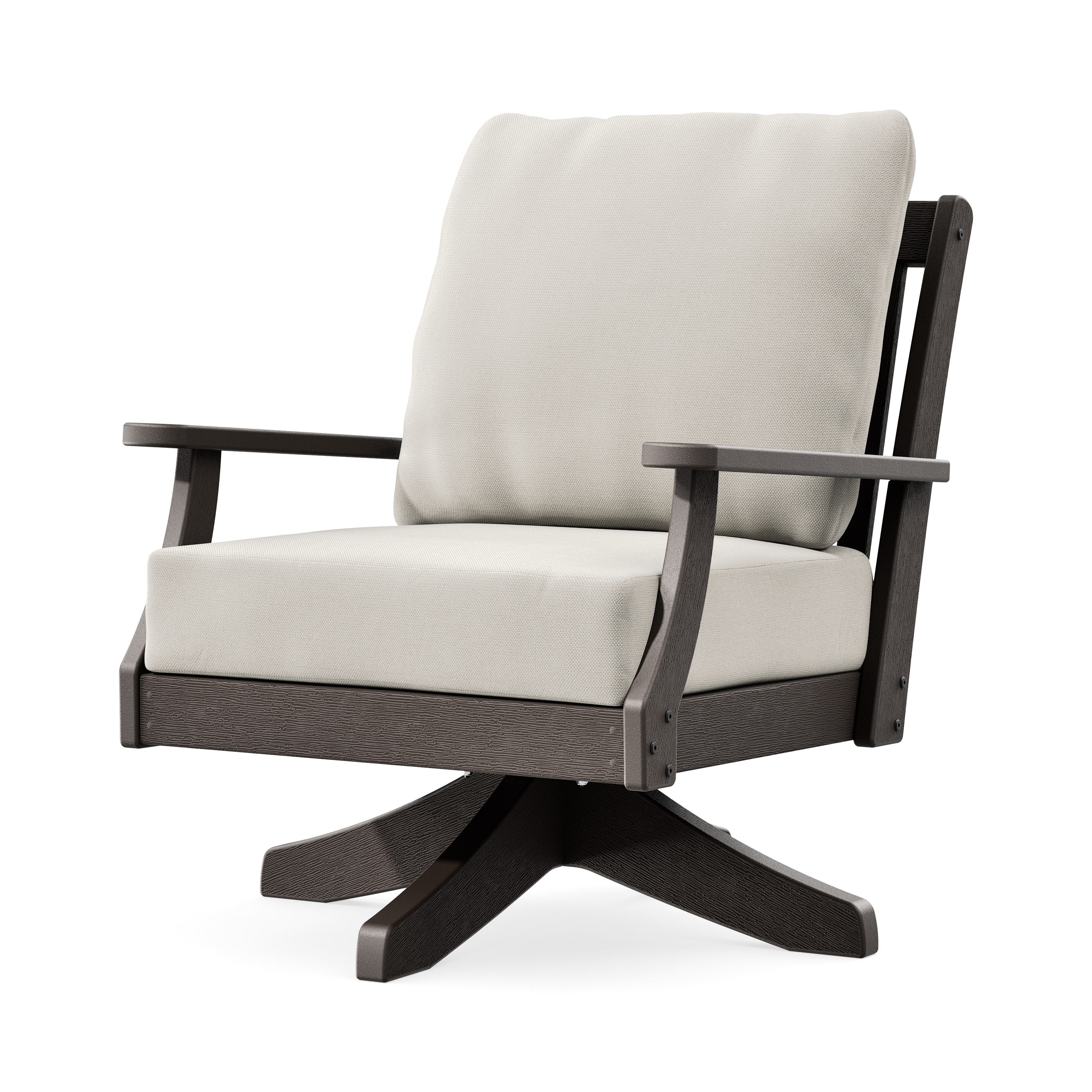Braxton Deep Seating Swivel Chair in Vintage Coffee / Blend Linen