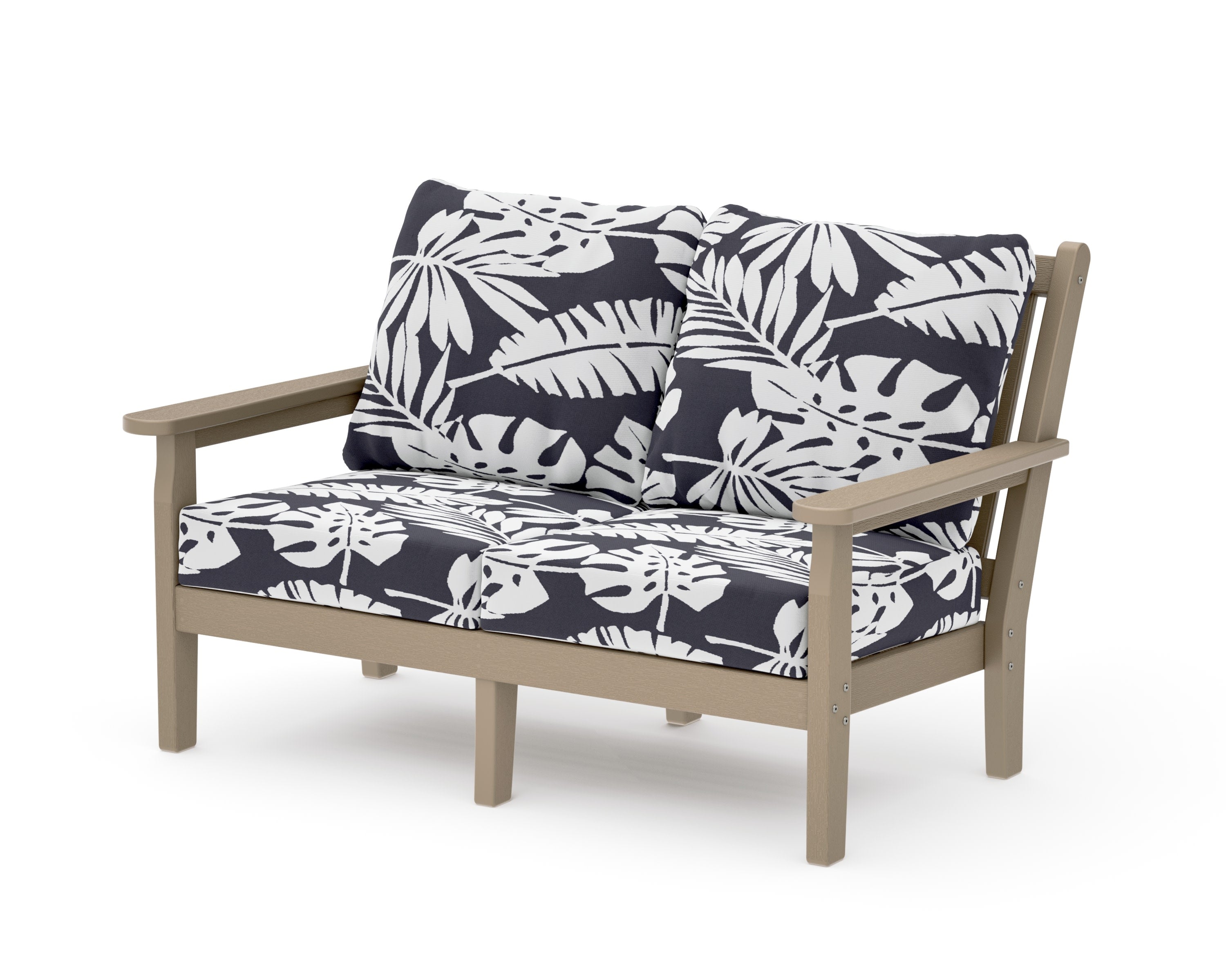 Chippendale Deep Seating Loveseat in Vintage Sahara / Leaf Navy