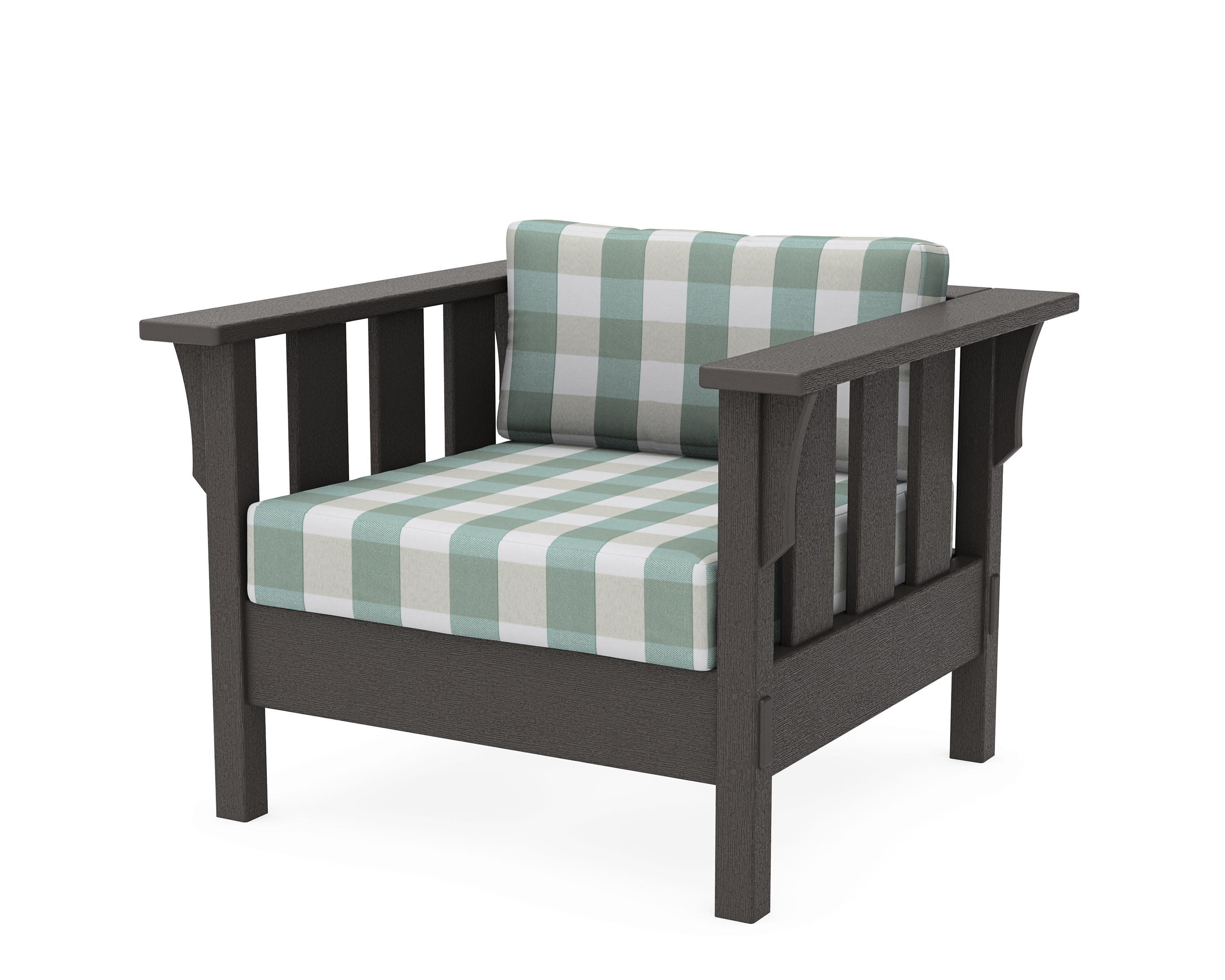 Acadia Deep Seating Chair in Vintage Coffee / Buffalo Plaid Glacier Spa