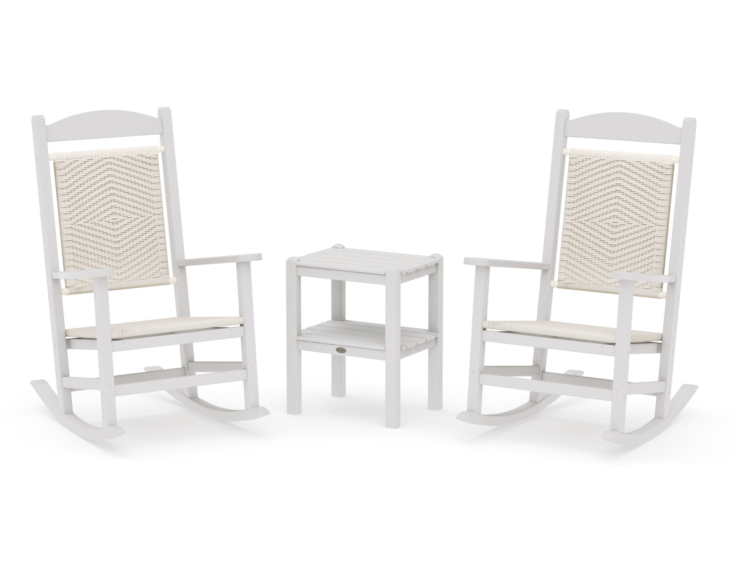 Presidential Woven Rocker 3-Piece Set in Vintage White / White Loom