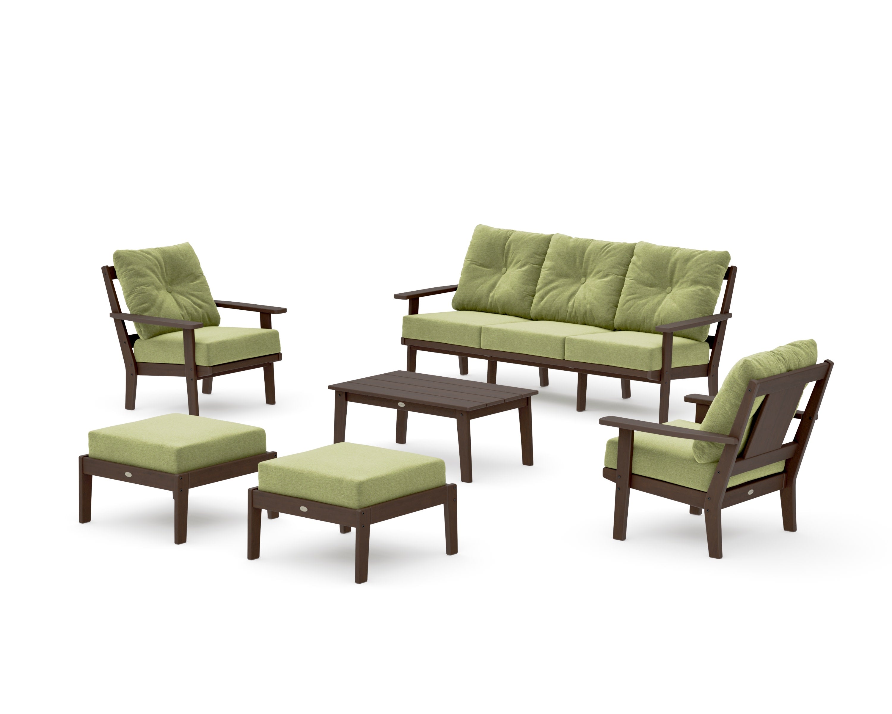 Prairie 6-Piece Lounge Sofa Set in Kona / Chartreuse Boucle