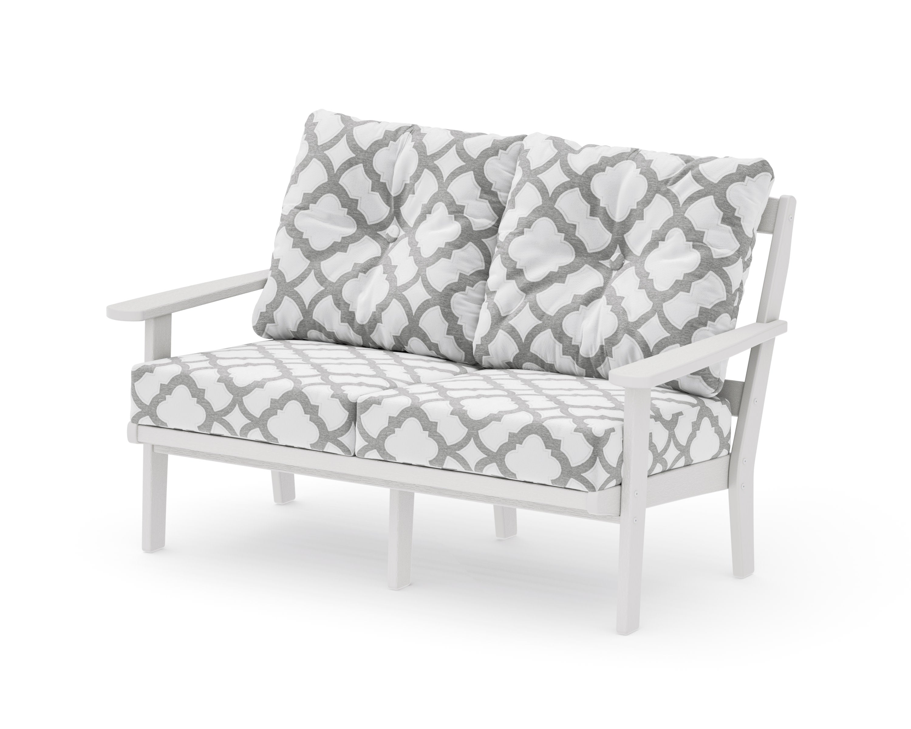 Mission Deep SeatingLoveseat in Vintage White / Trellis Grey Mist