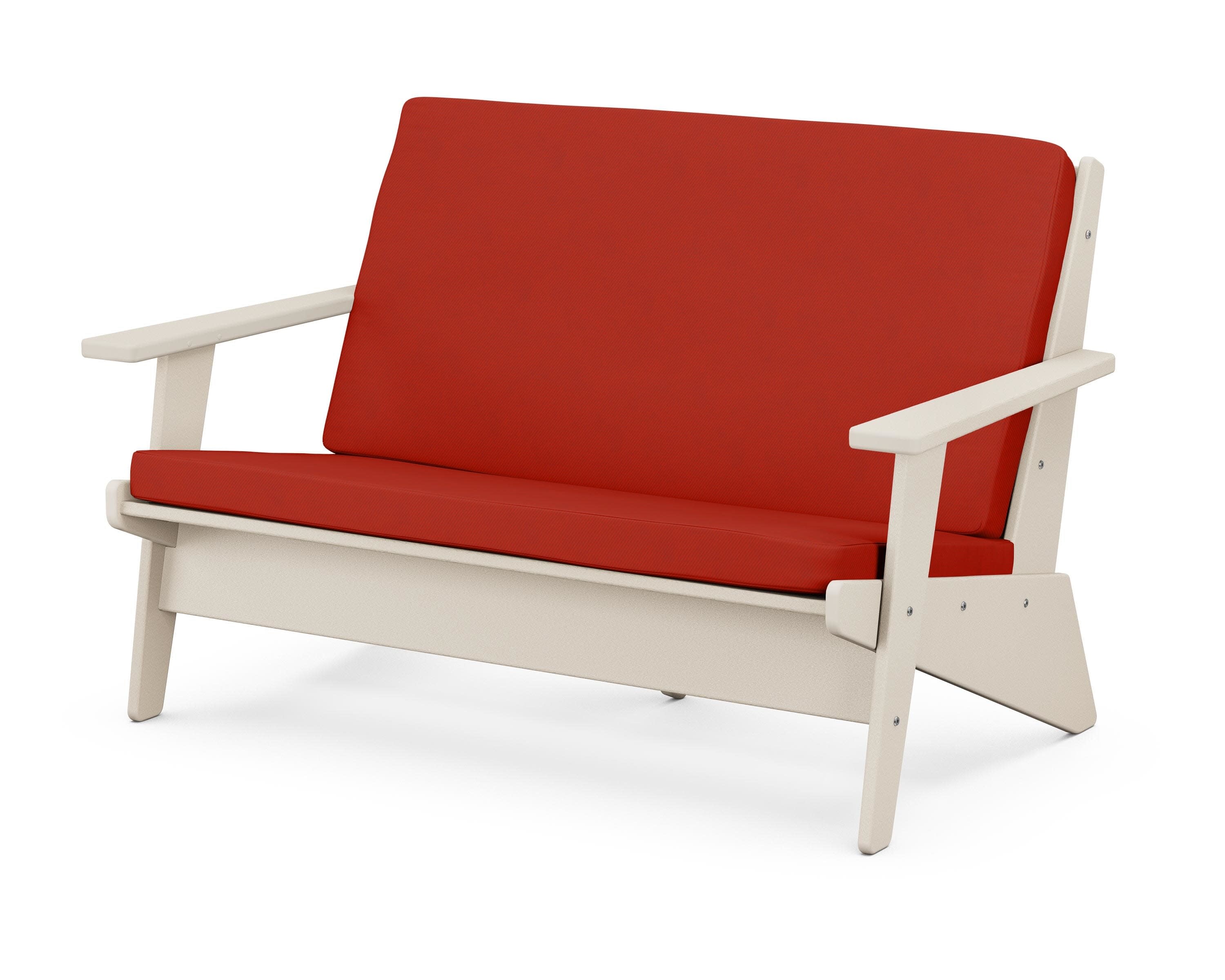 Riviera Modern Lounge Loveseat in Sand / Canvas Jockey Red