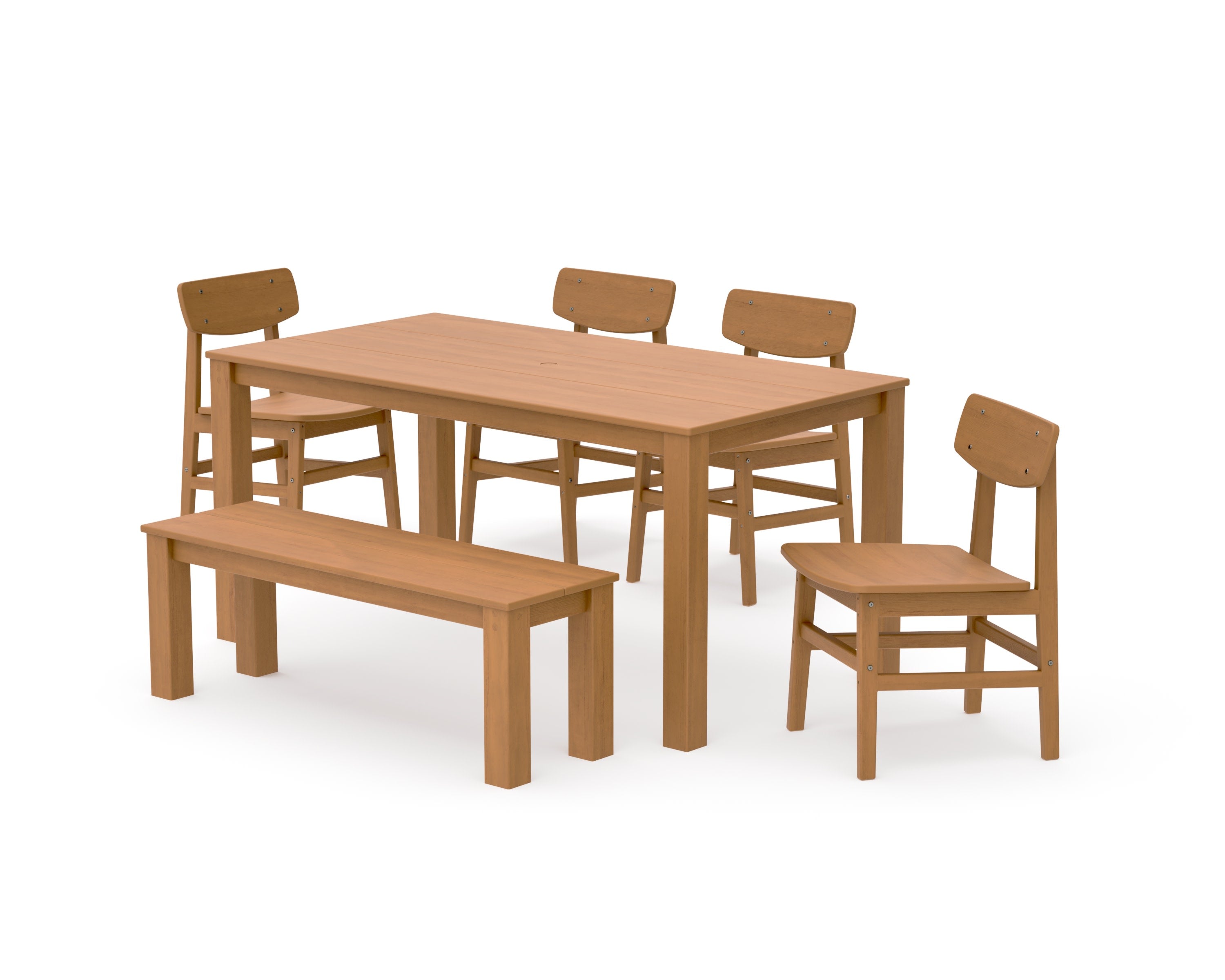 Modern Studio Urban Chair 6-Piece Parsons Dining Set with Bench in Natural