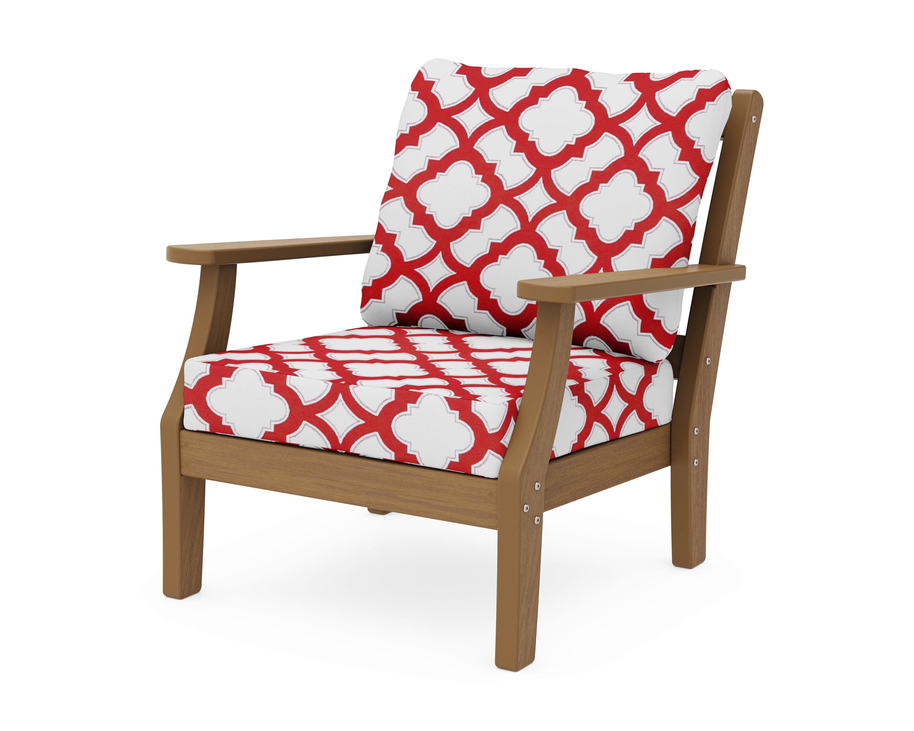 Chinoiserie Deep Seating Chair in Natural / Trellis Crimson