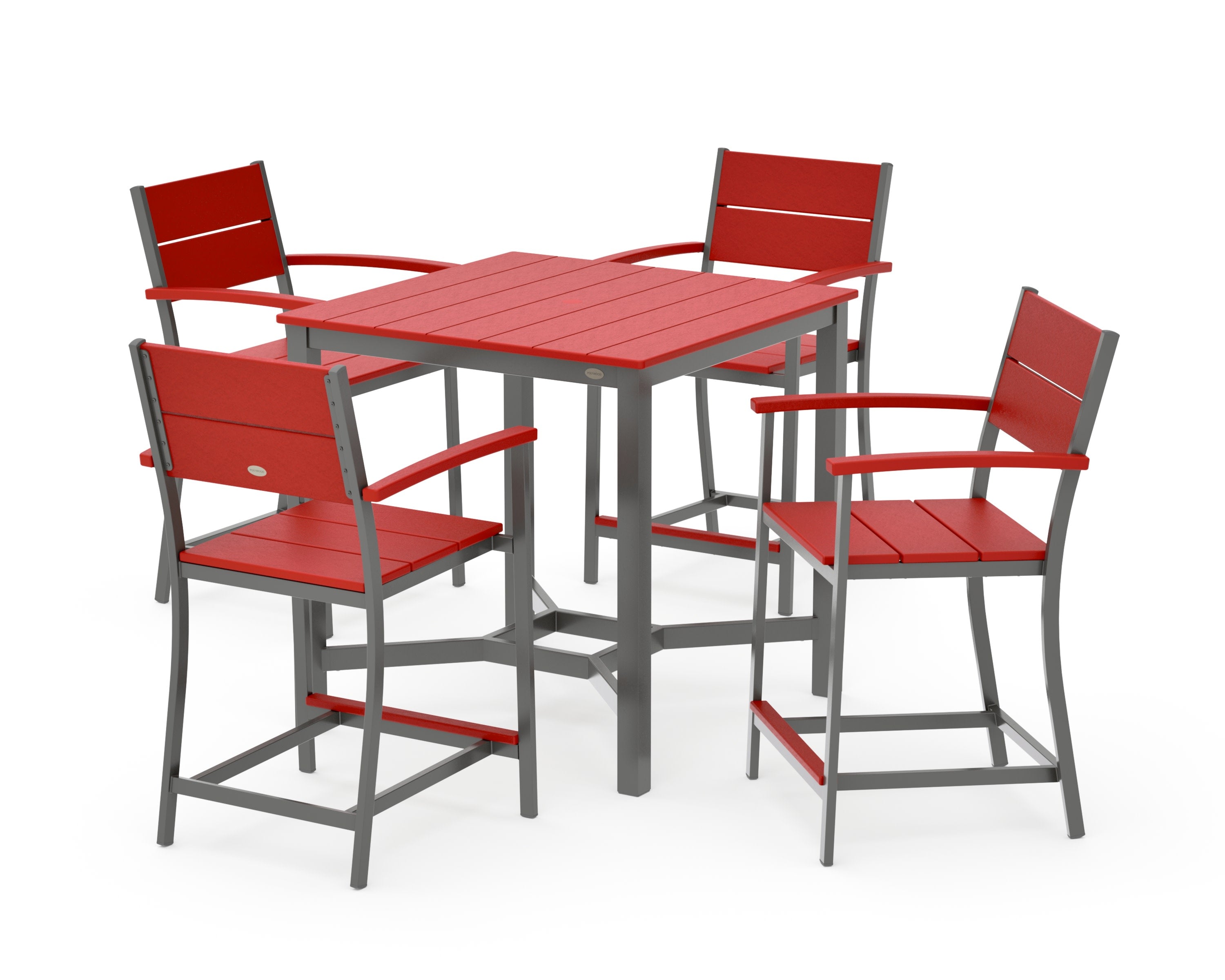 Main Street 5-Piece Counter Set in Charcoal / Sunset Red