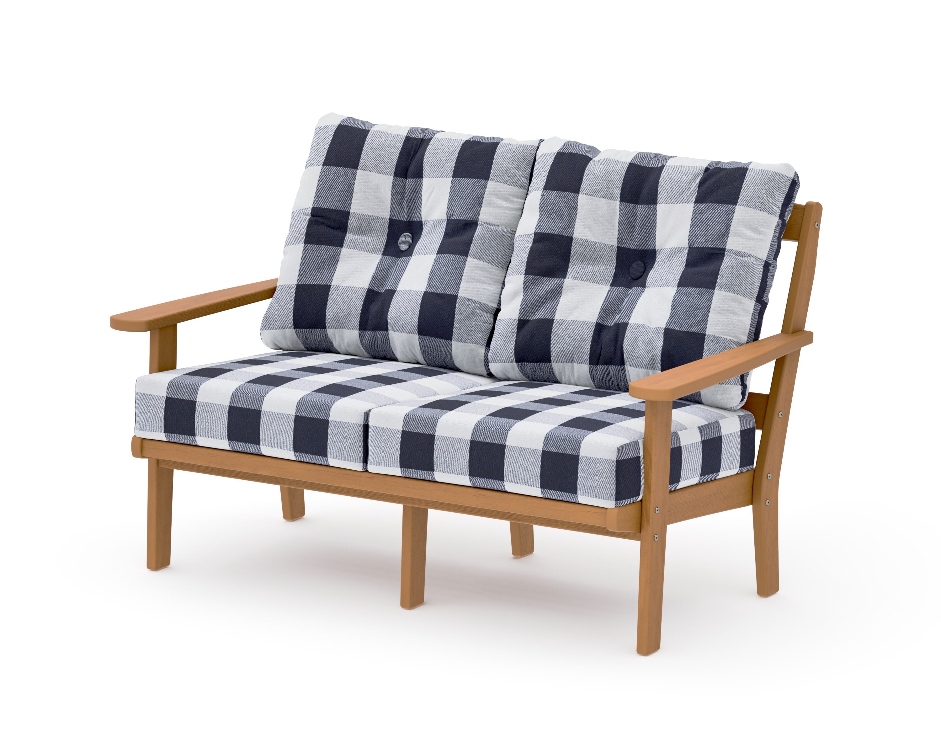 Mission Deep SeatingLoveseat in Natural / Buffalo Plaid Navy