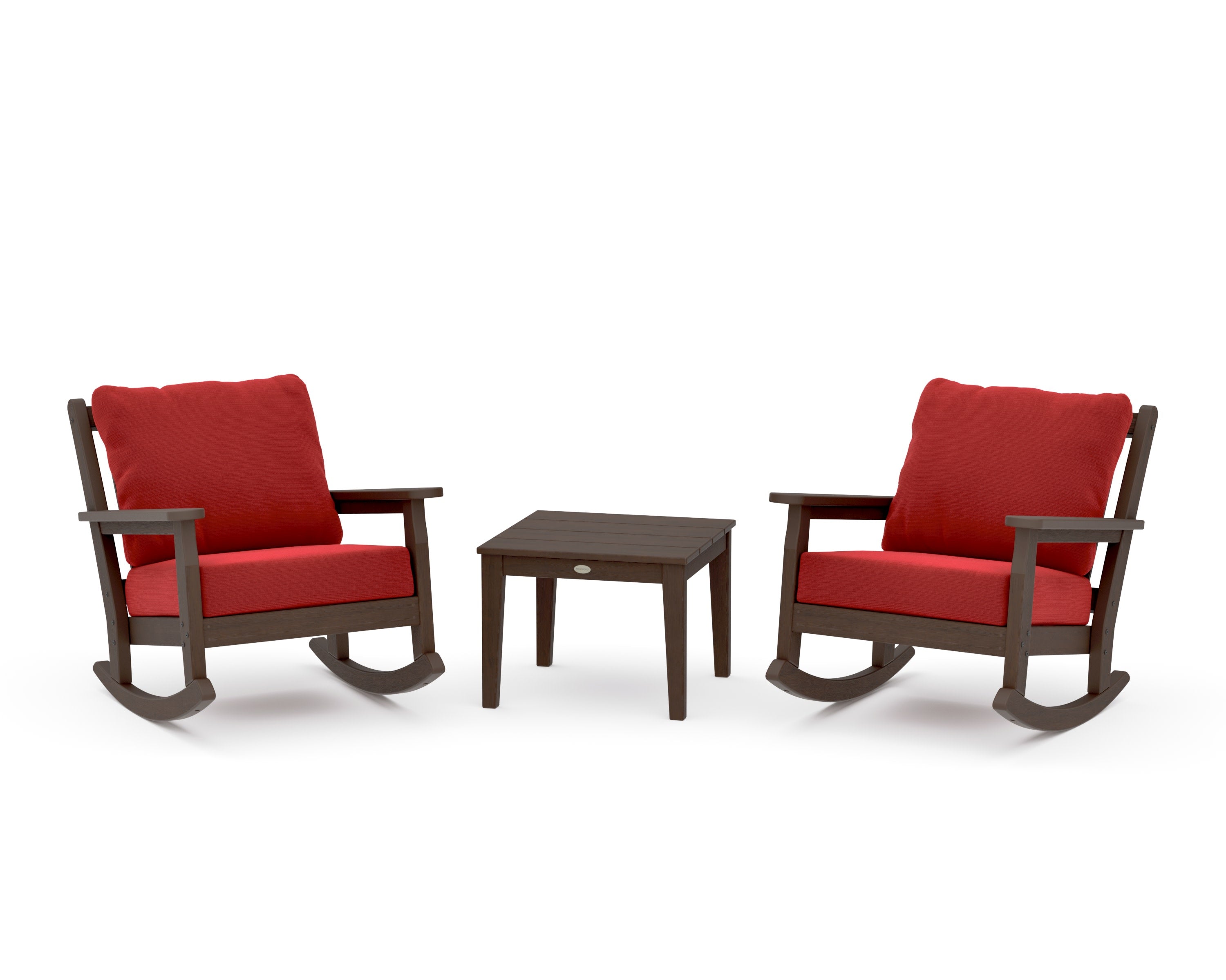 Chippendale 3-Piece Deep Seating Rocker Set in Kona / Crimson Linen