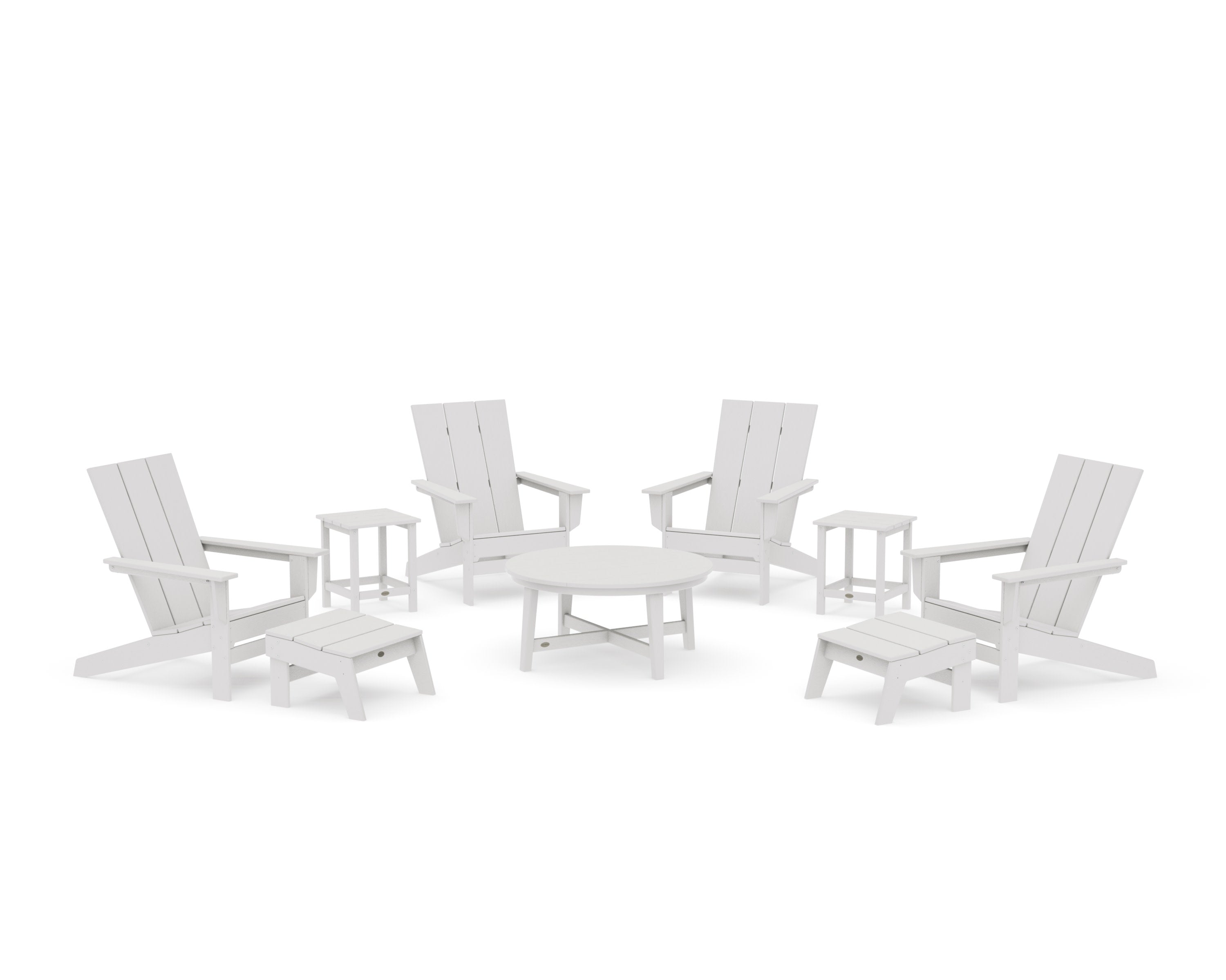 Modern Studio Adirondack 9-Piece Conversation Set in Vintage White