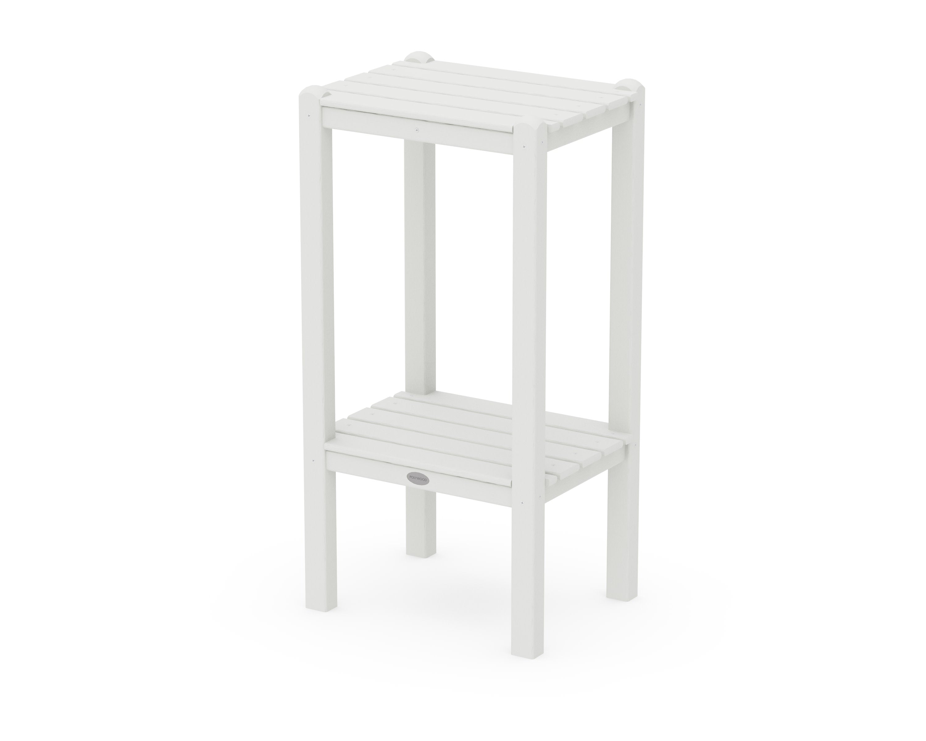 Two Shelf Bar Side Table in Vintage White