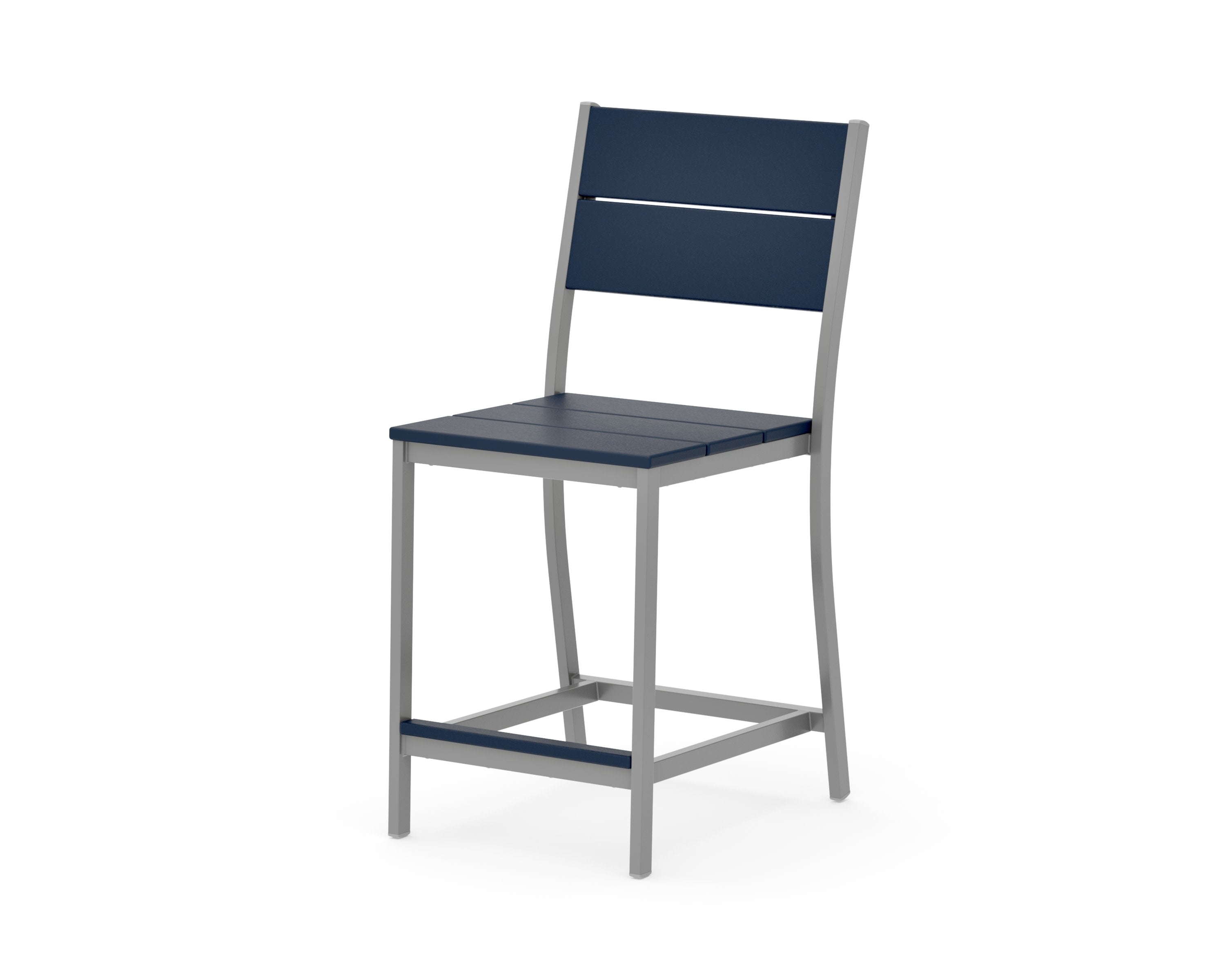 Main Street Counter Side Chair in Silver / Navy