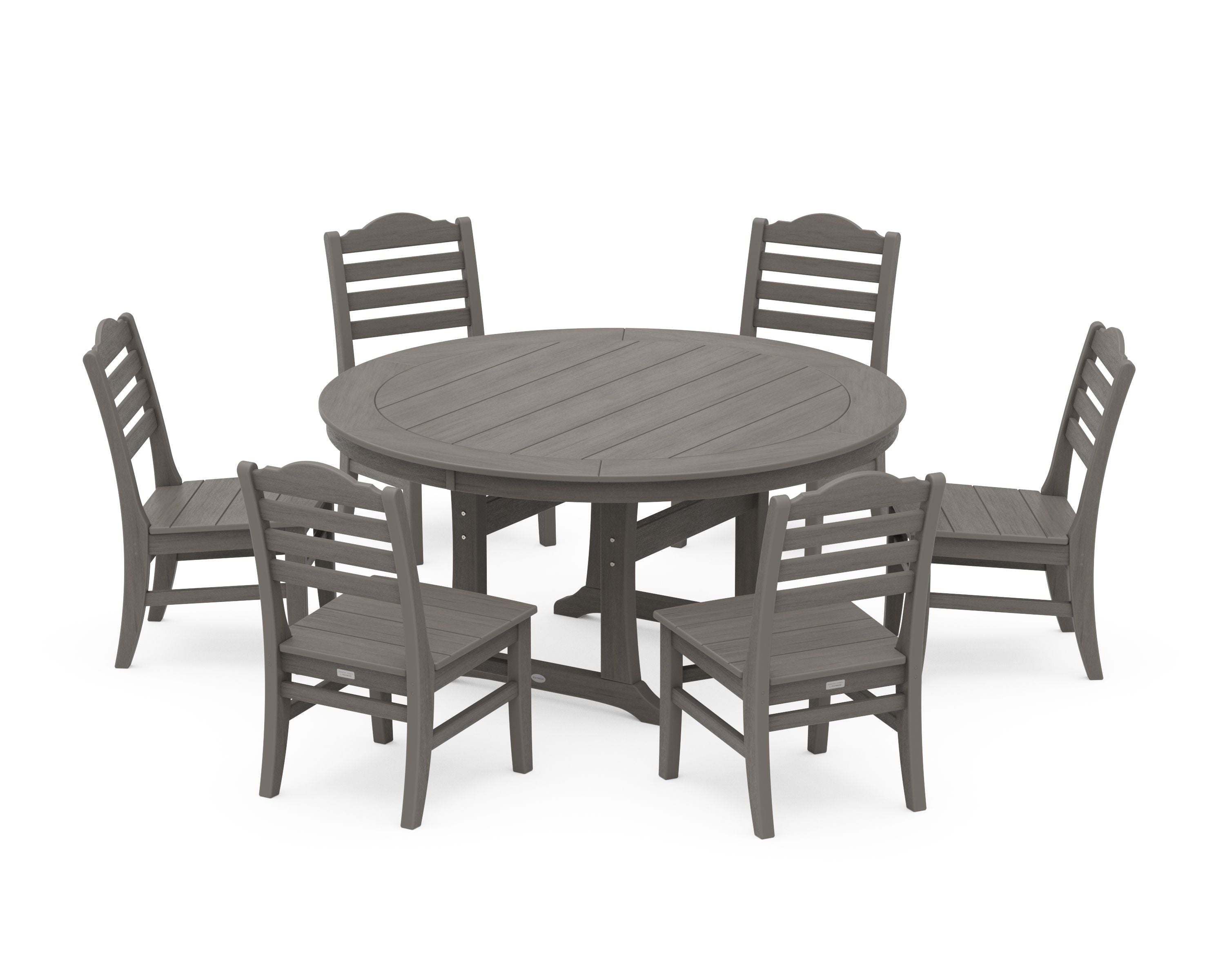 Savannah 7-Piece Side Chair Round Dining Set in Driftwood