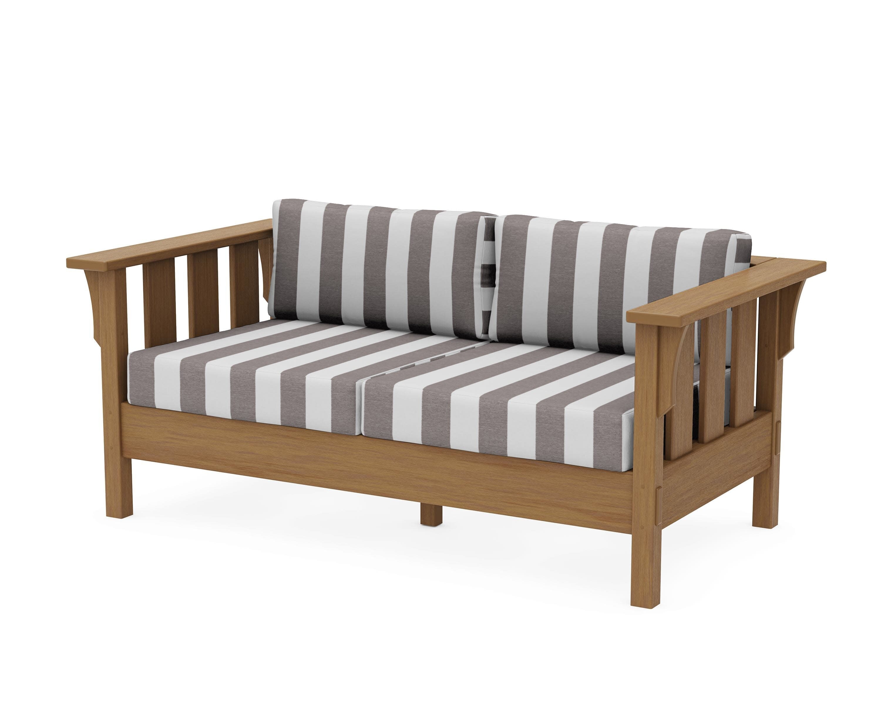 Acadia Deep Seating Loveseat in Natural / Cabana Stripe Grey Mist