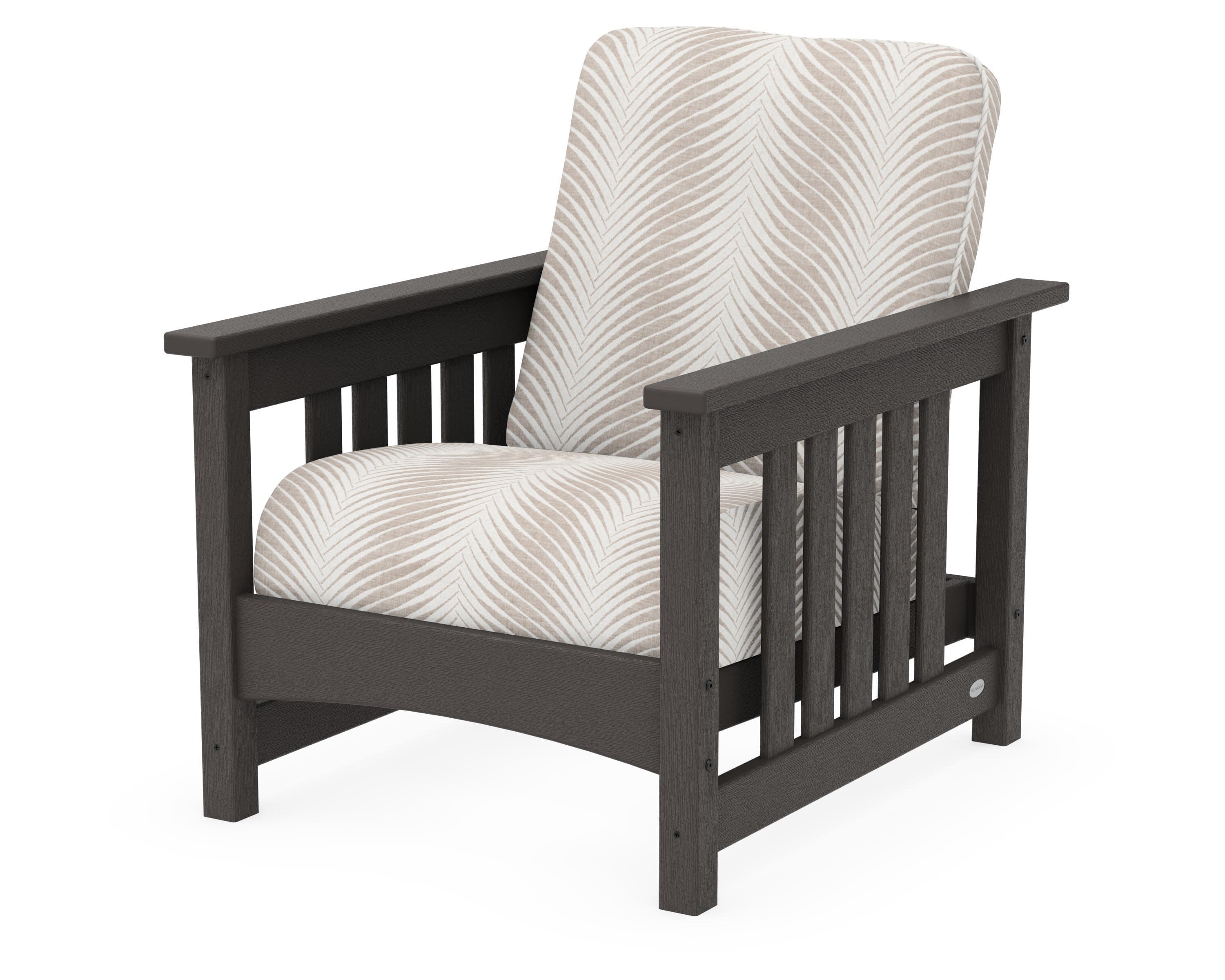 Club Mission Chair in Vintage Coffee / Clock Out Cloud