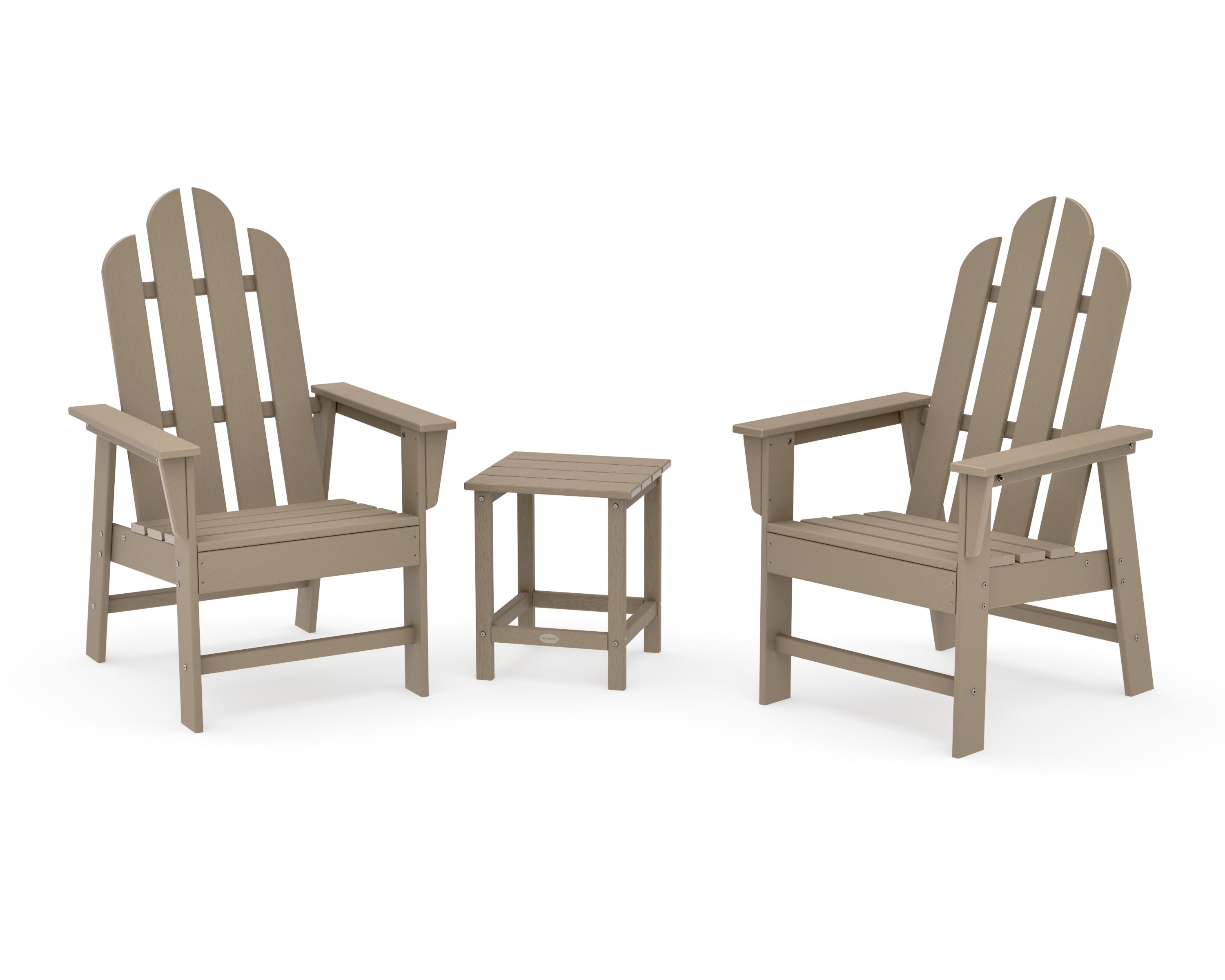 Long Island 3-Piece Upright Adirondack Chair Set in Vintage Sahara