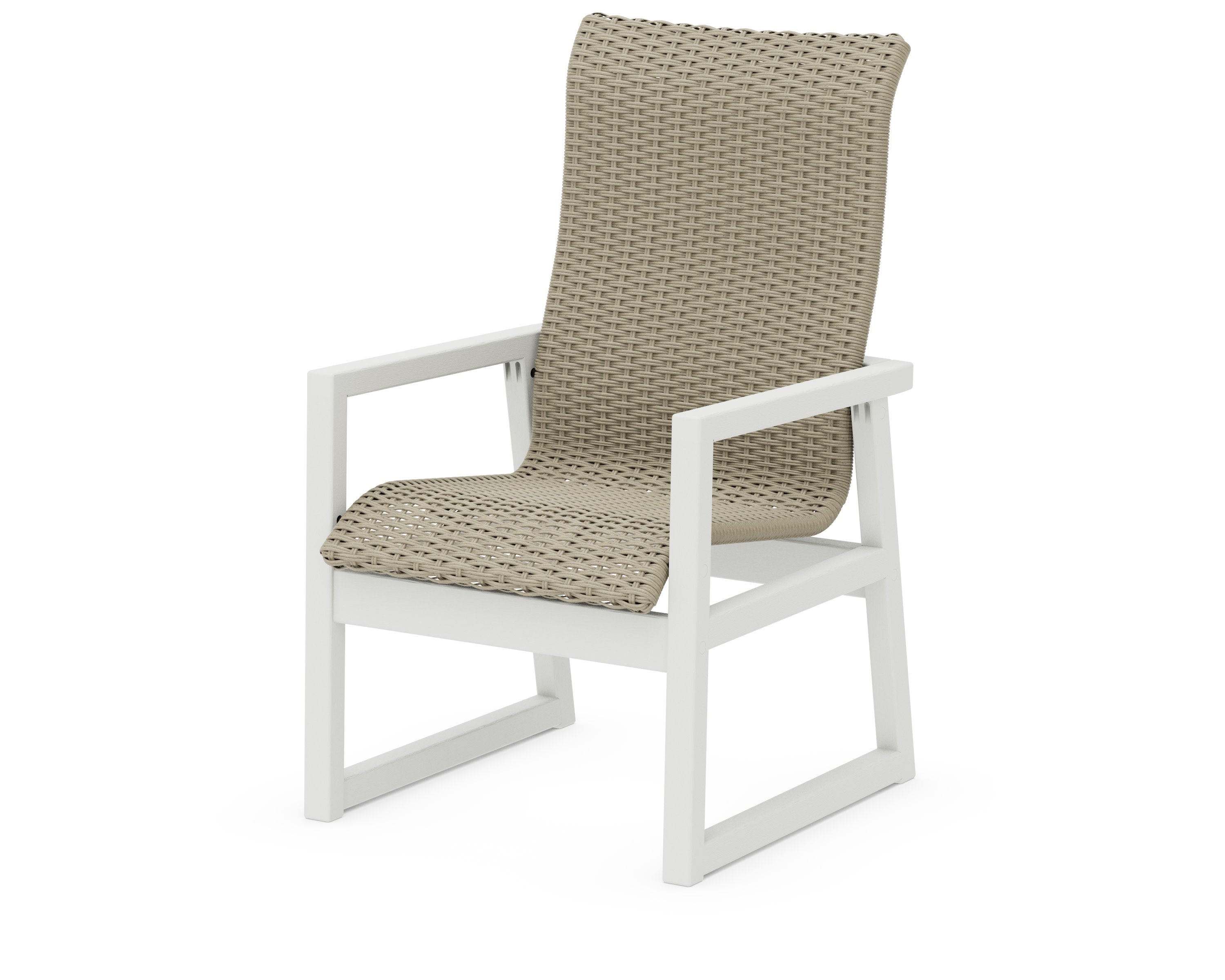 EDGE Woven High-Back Dining Arm Chair in Vintage White / Dune Grass