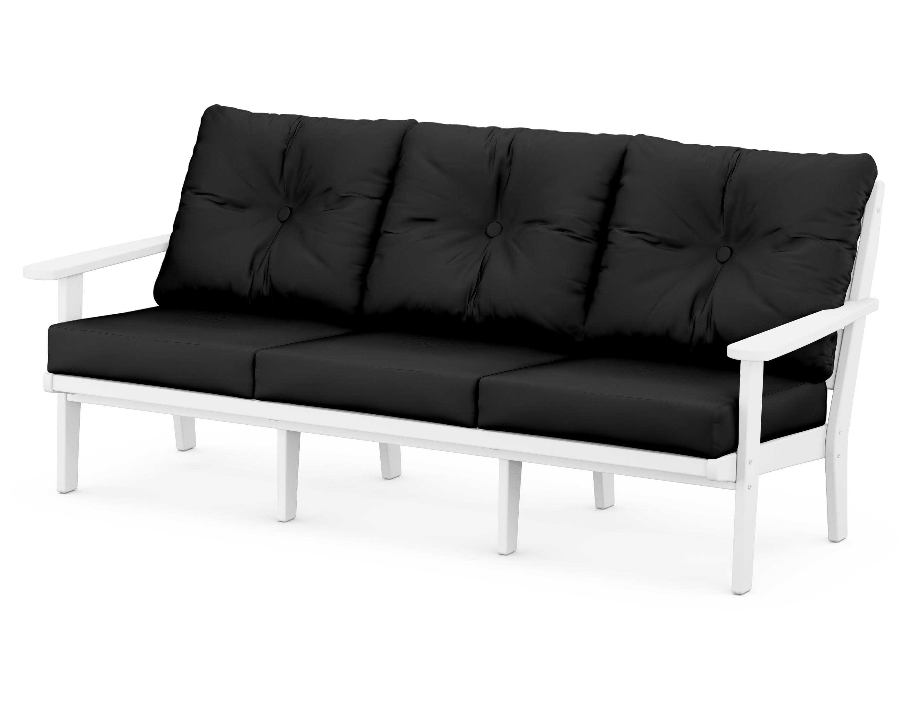 Lakeside Deep Seating Sofa in White / Canvas Black