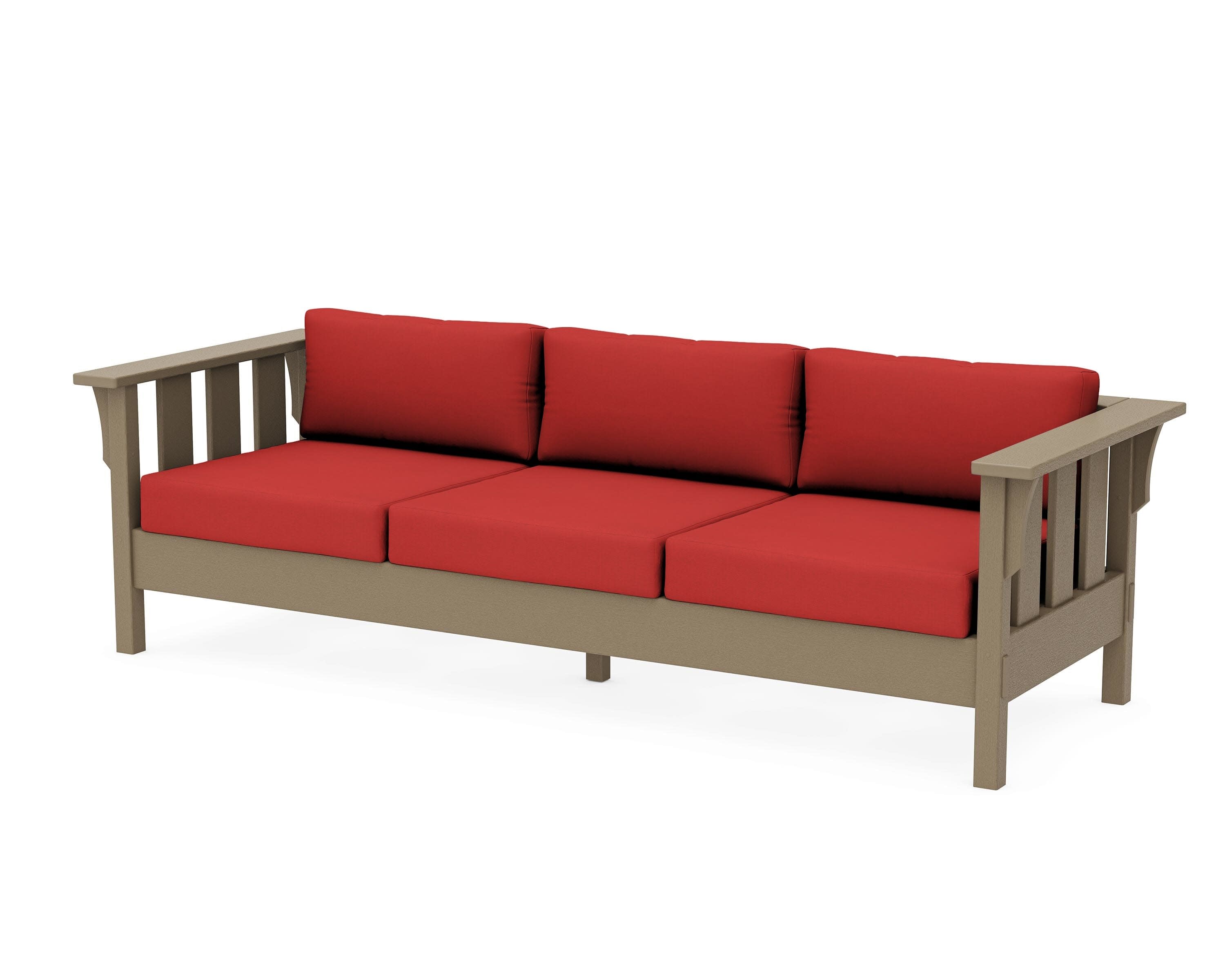 Acadia Deep Seating Sofa in Vintage Sahara / Crimson Linen