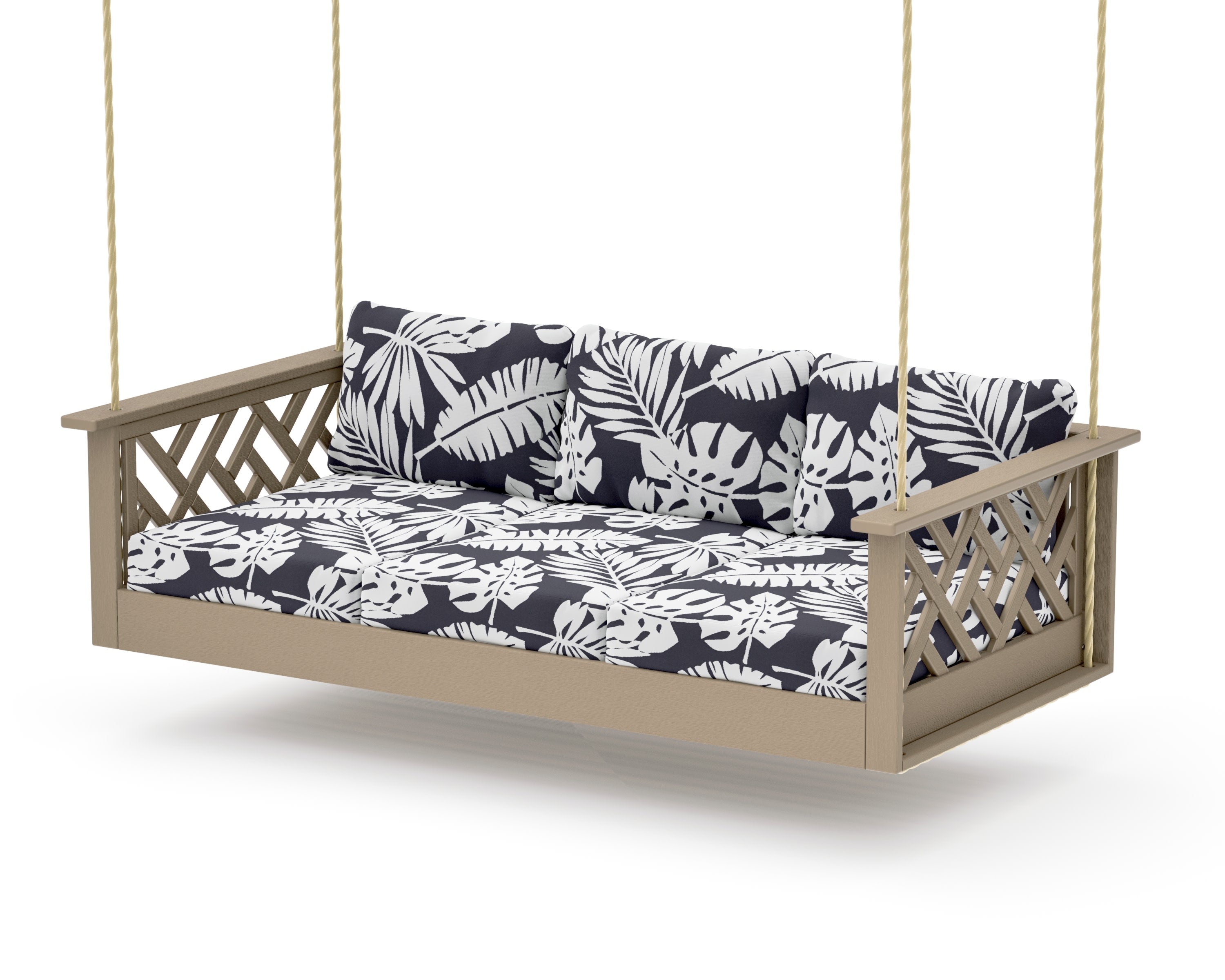 Chippendale Daybed Swing in Vintage Sahara / Leaf Navy