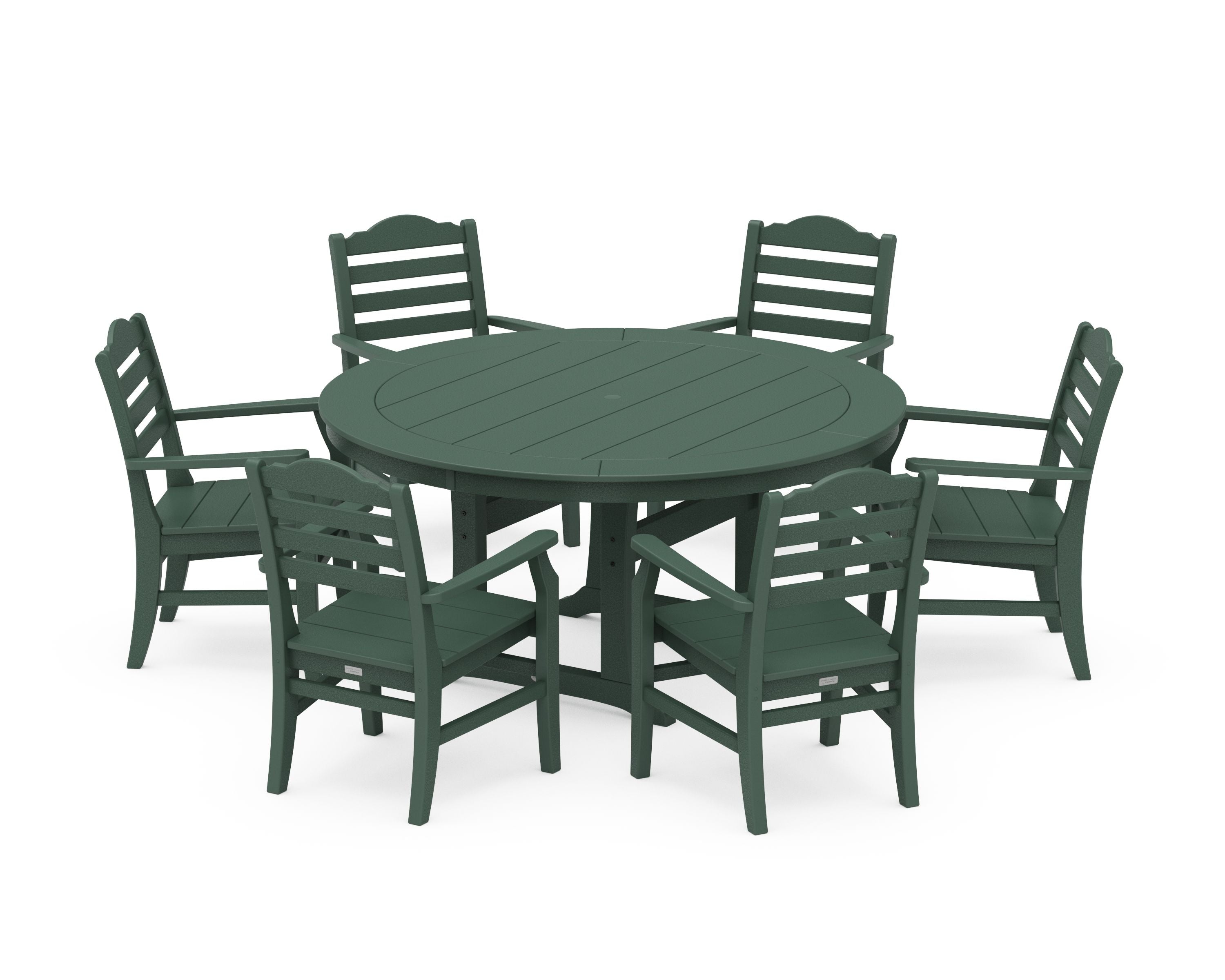 Savannah 7-Piece Arm Chair Round Dining Set in Green