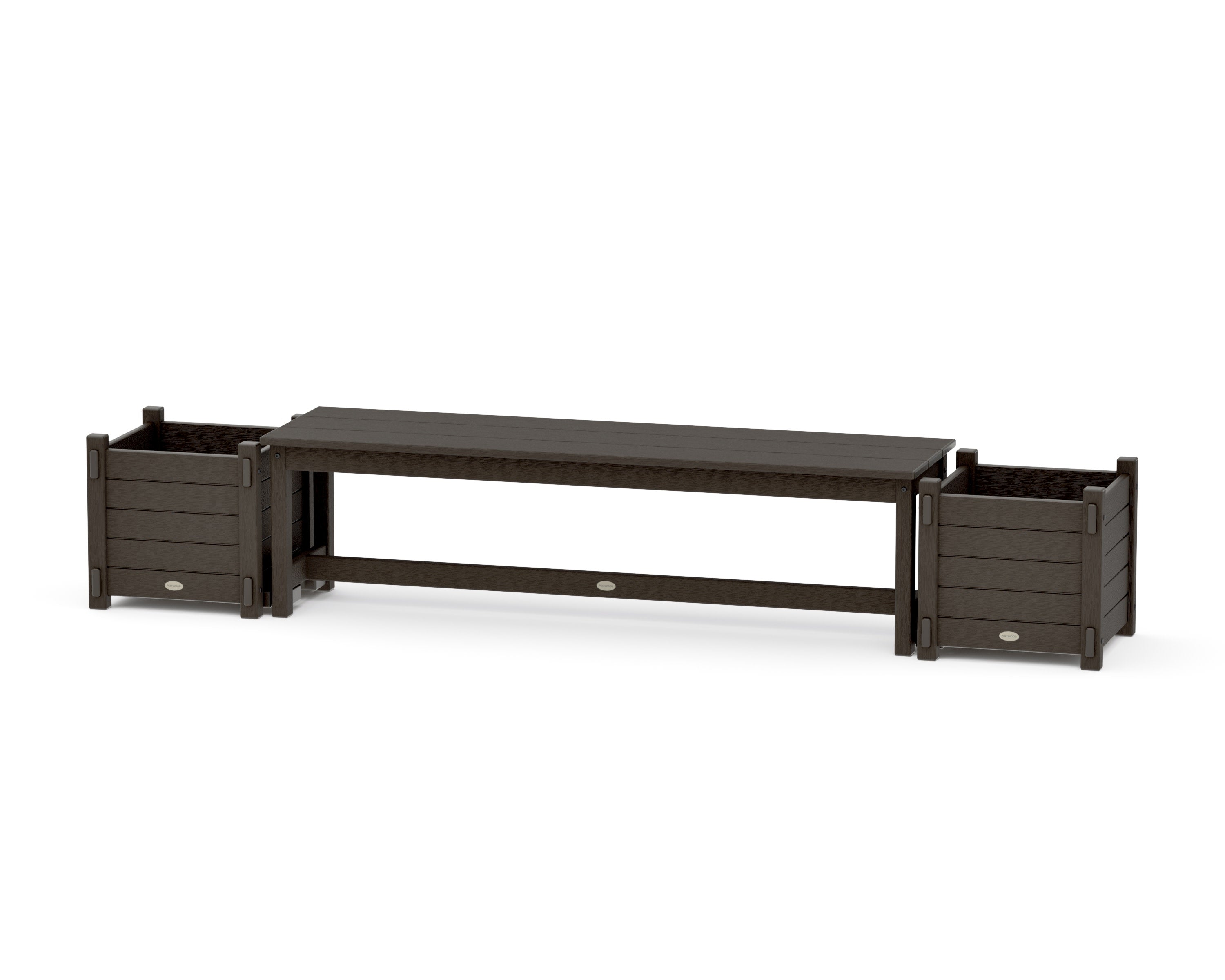 60" Nautical Straight Planter Bench Set in Vintage Coffee