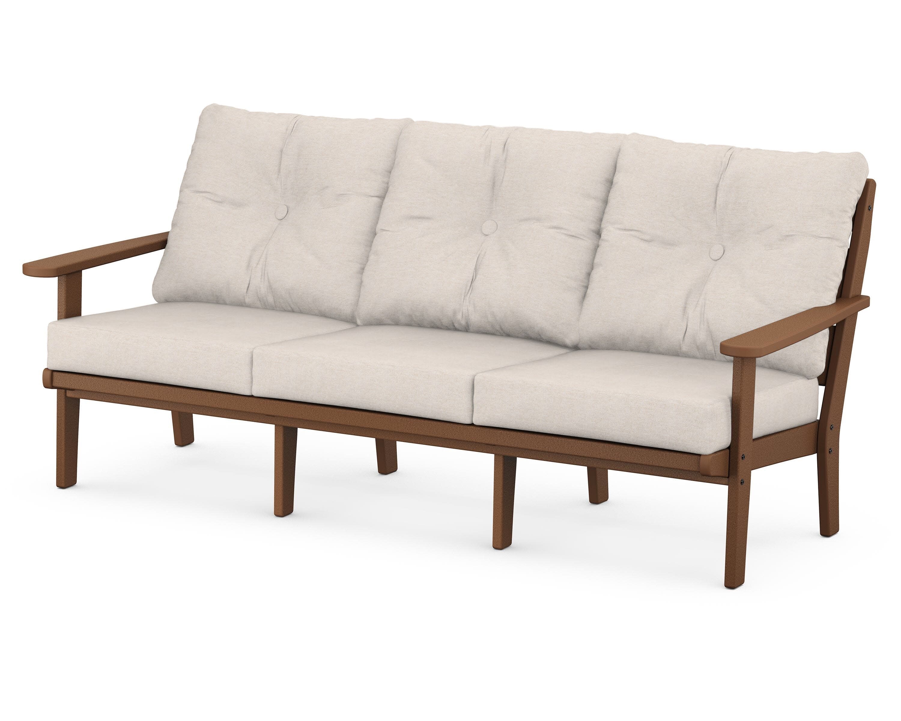 Lakeside Deep Seating Sofa in Teak / Nuance Cloud