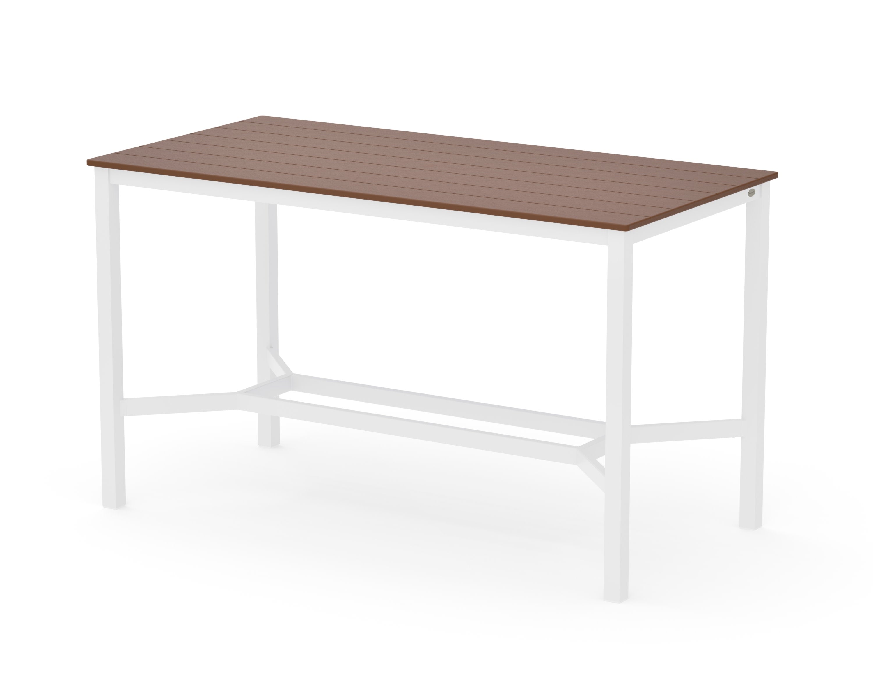 Main Street 36 x 72 Bar Table in White / Teak