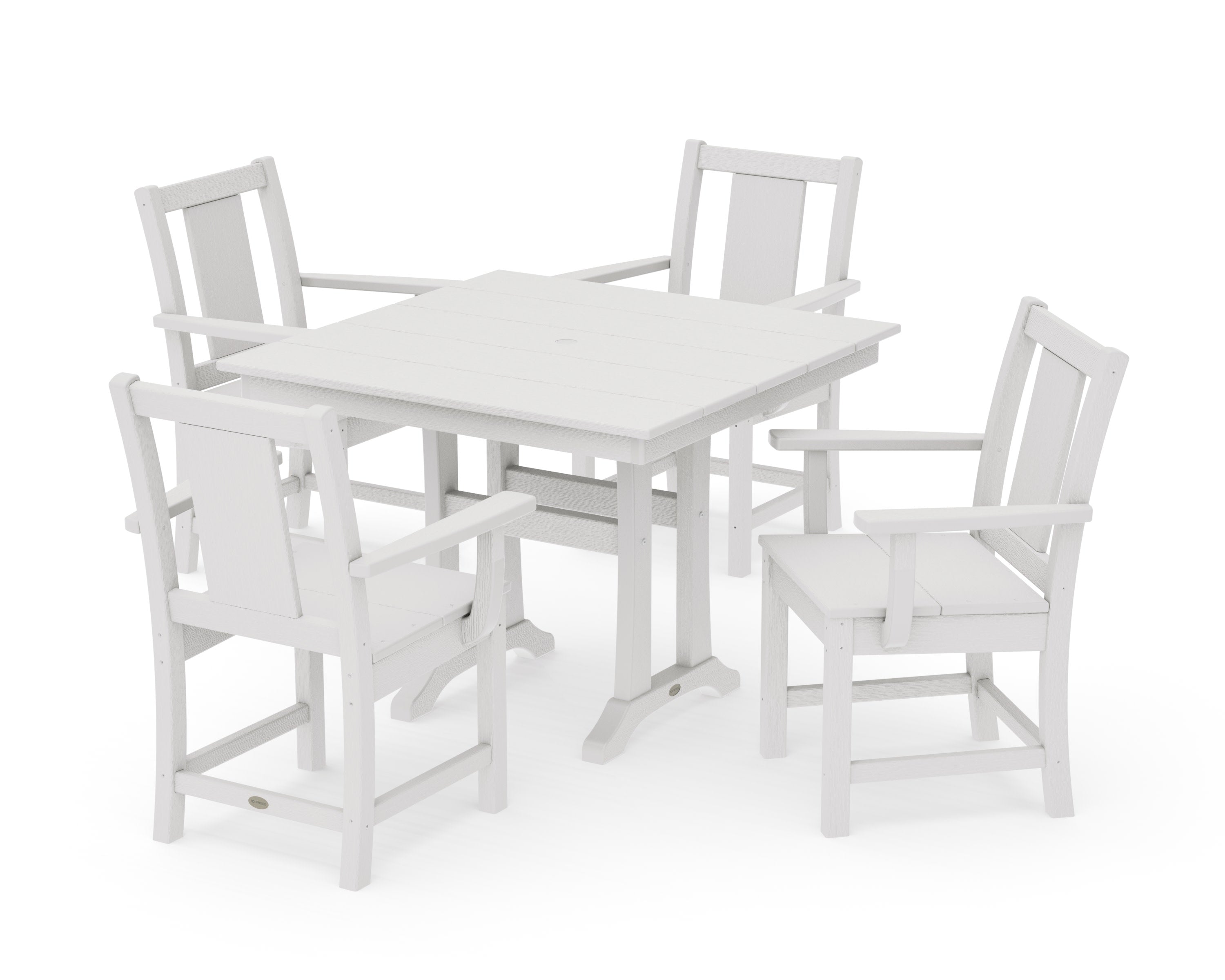 Prairie 5-Piece Farmhouse Dining Set with Trestle Legs in Vintage White
