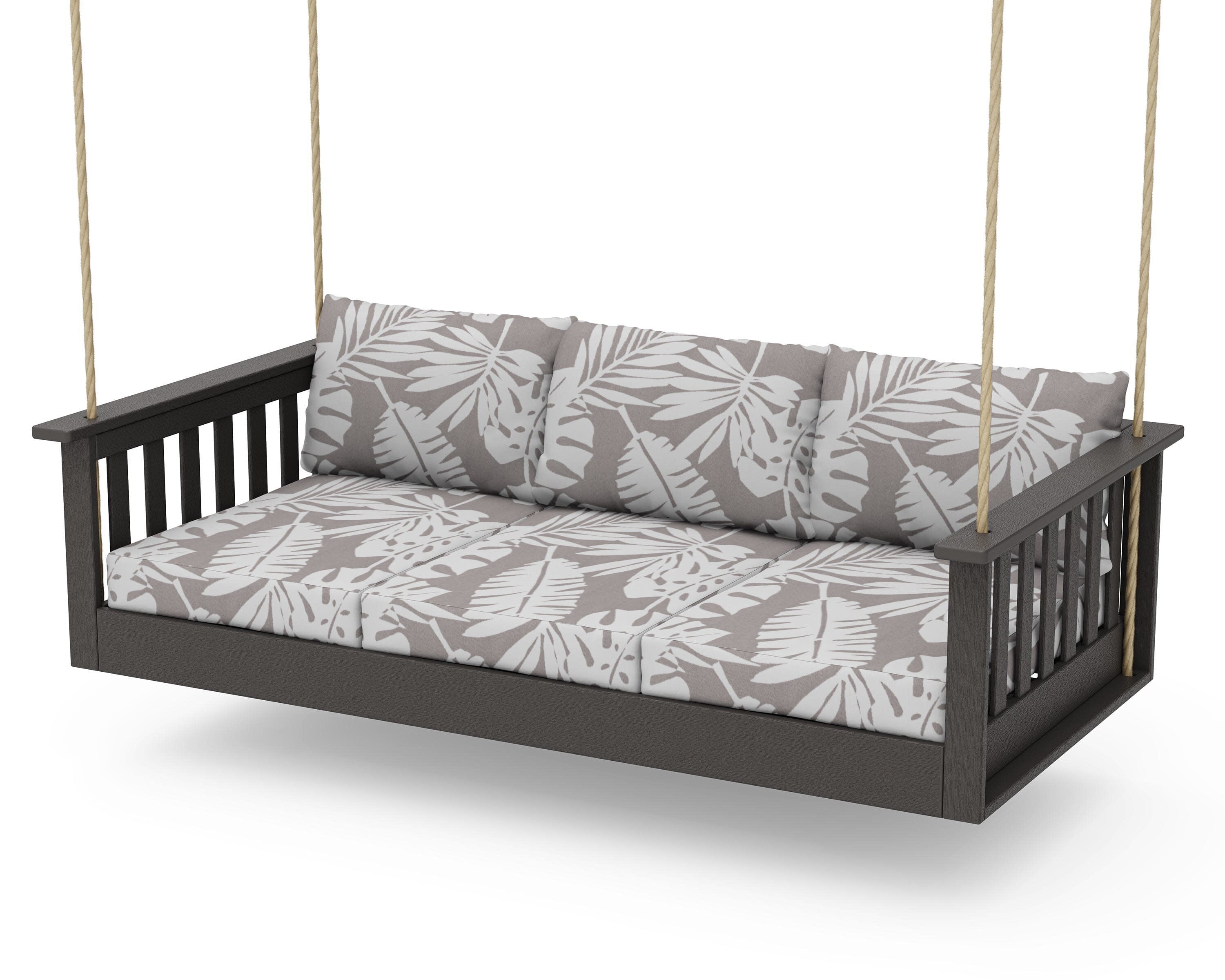 Vineyard Daybed Swing in Vintage Coffee / Leaf Grey Mist