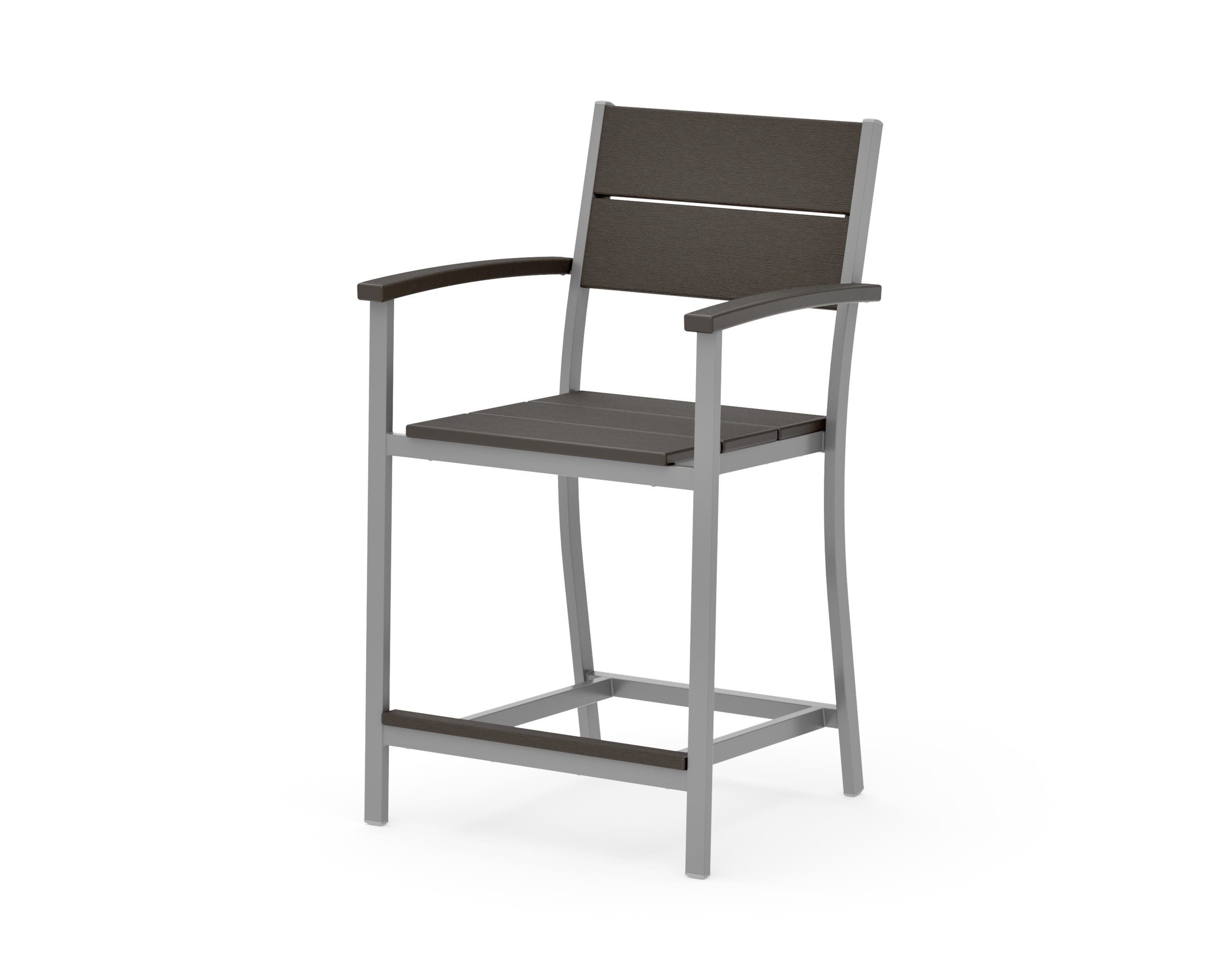 Main Street Counter Arm Chair in Silver / Vintage Coffee